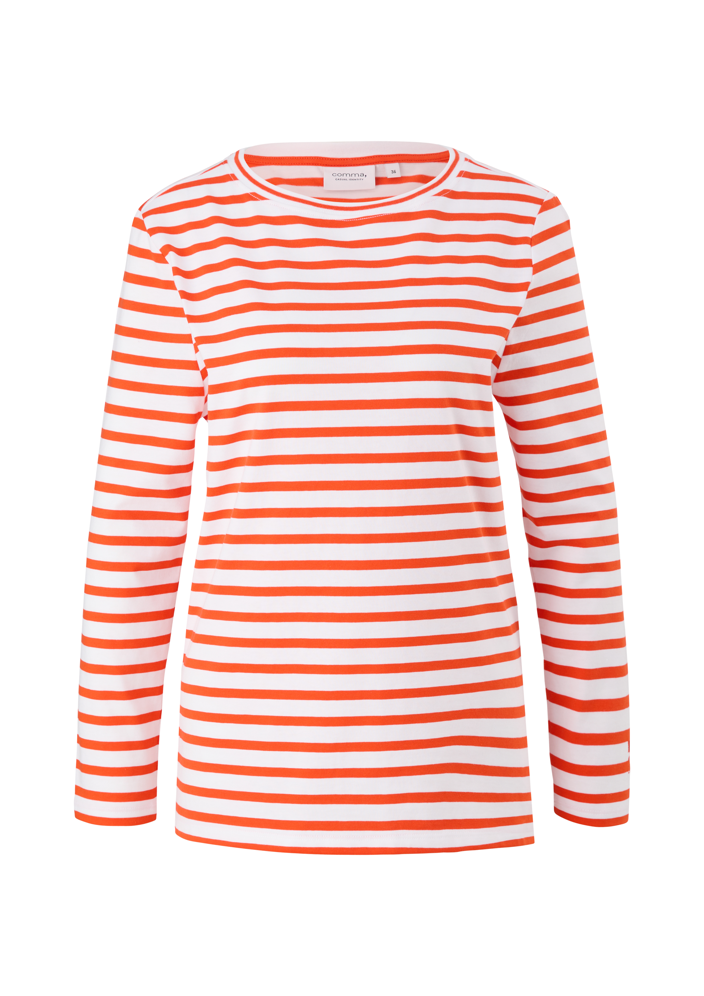 Long sleeve top with horizontal stripes - Orange | SCAYLE