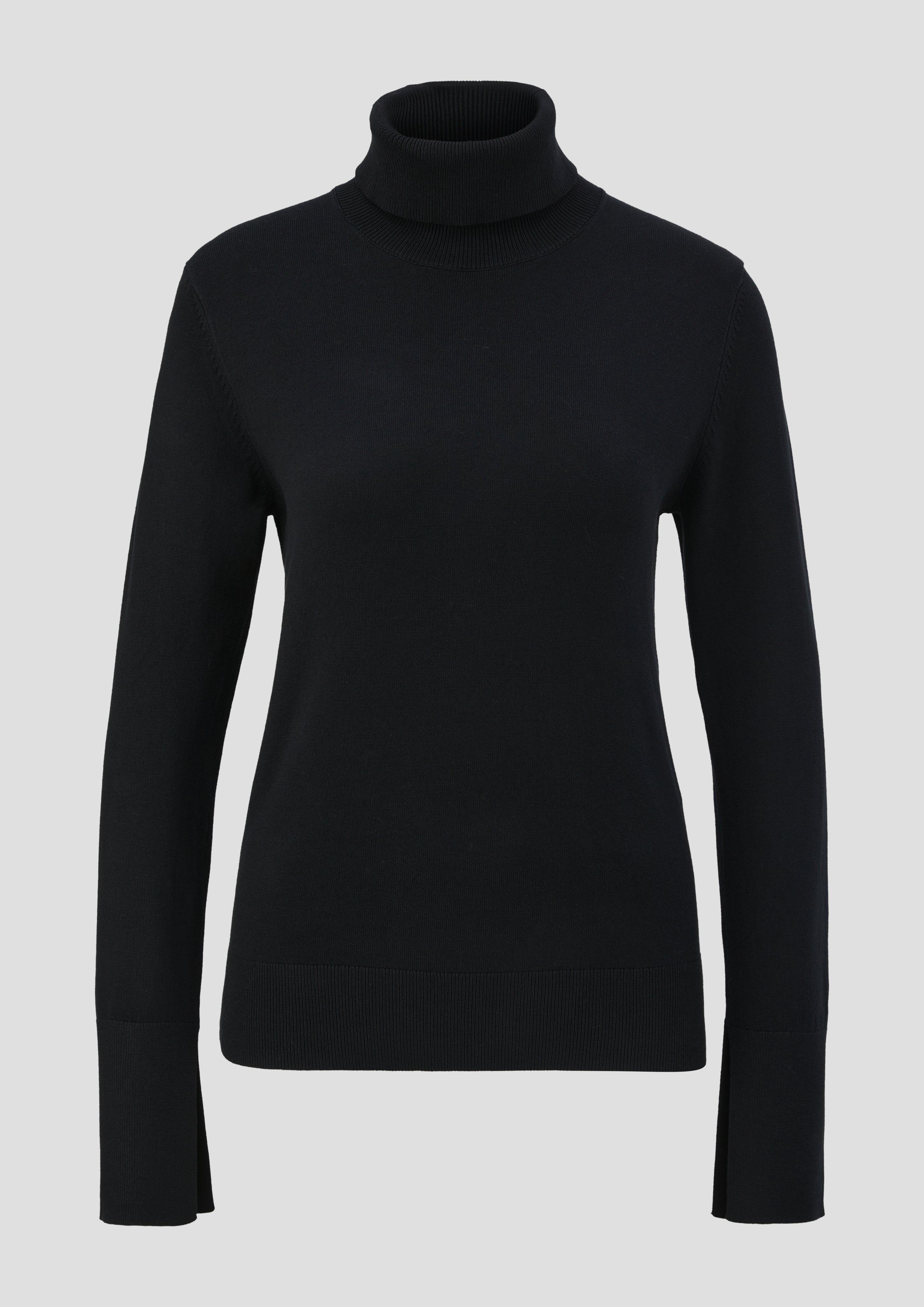 s.Oliver - Rollkragenpullover aus Viskosemix, Damen, schwarz