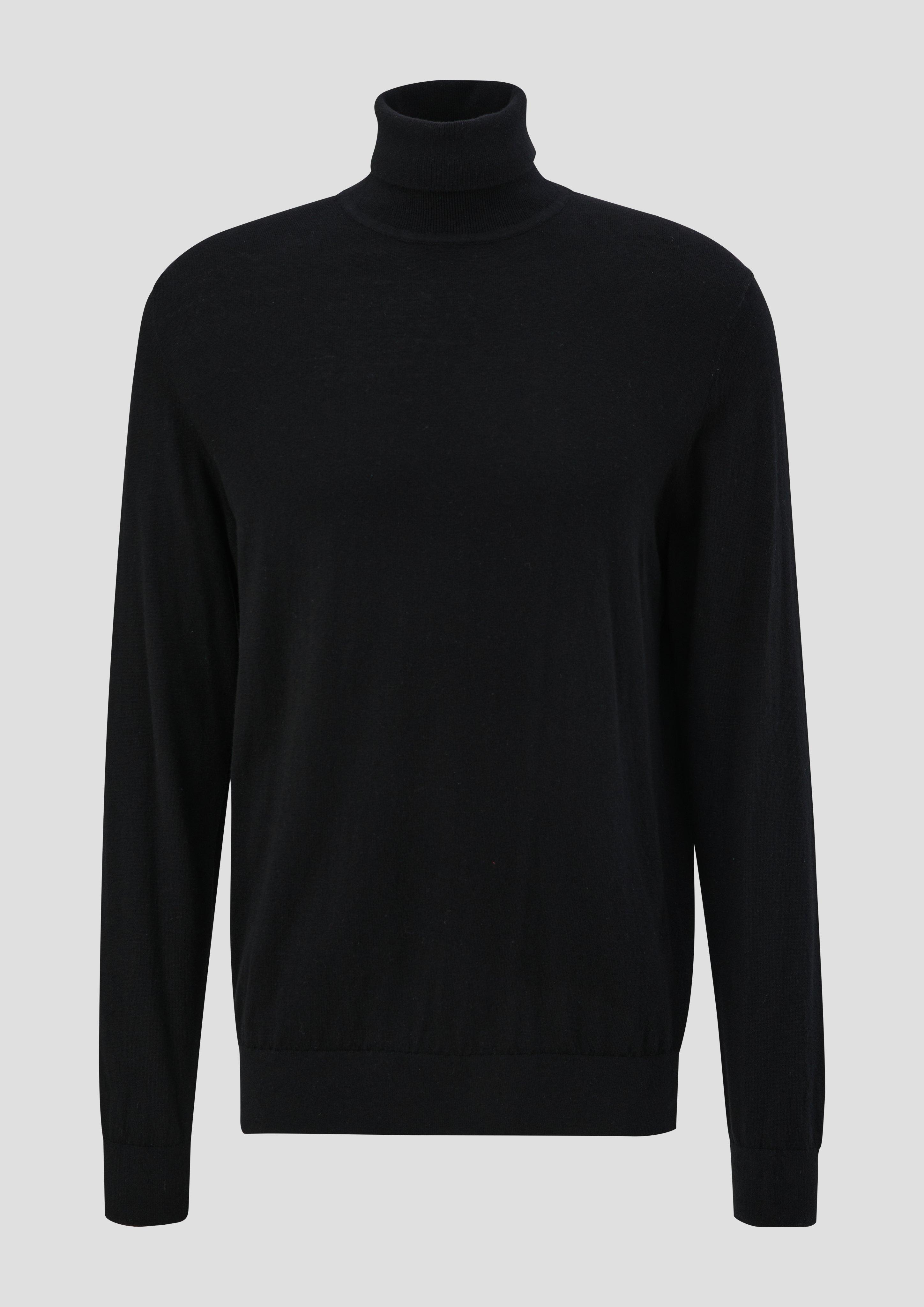 s.Oliver - Rollkragenpullover aus Wollmix, Herren, schwarz