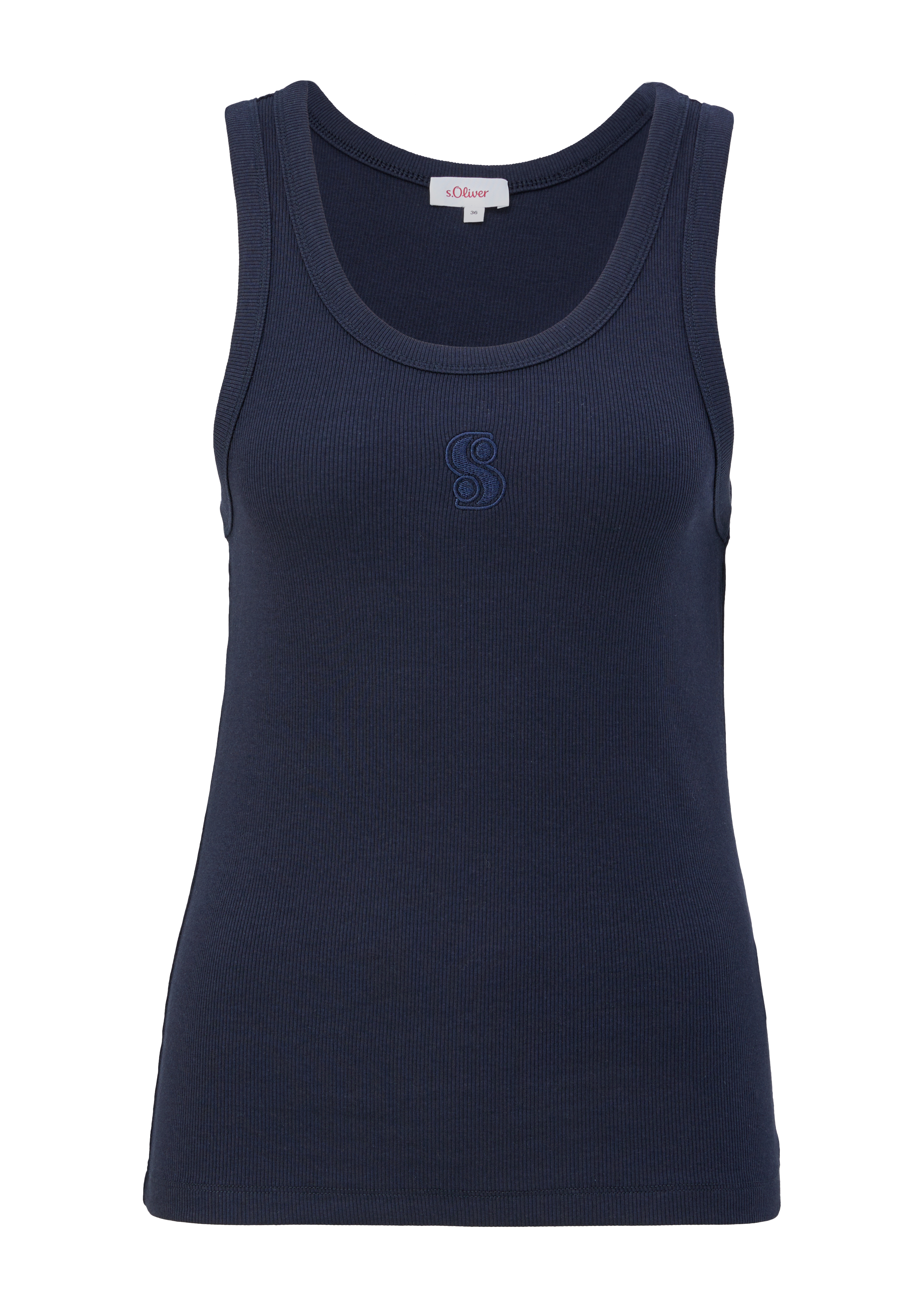 s.Oliver - Top aus Baumwollstretch, Damen, blau