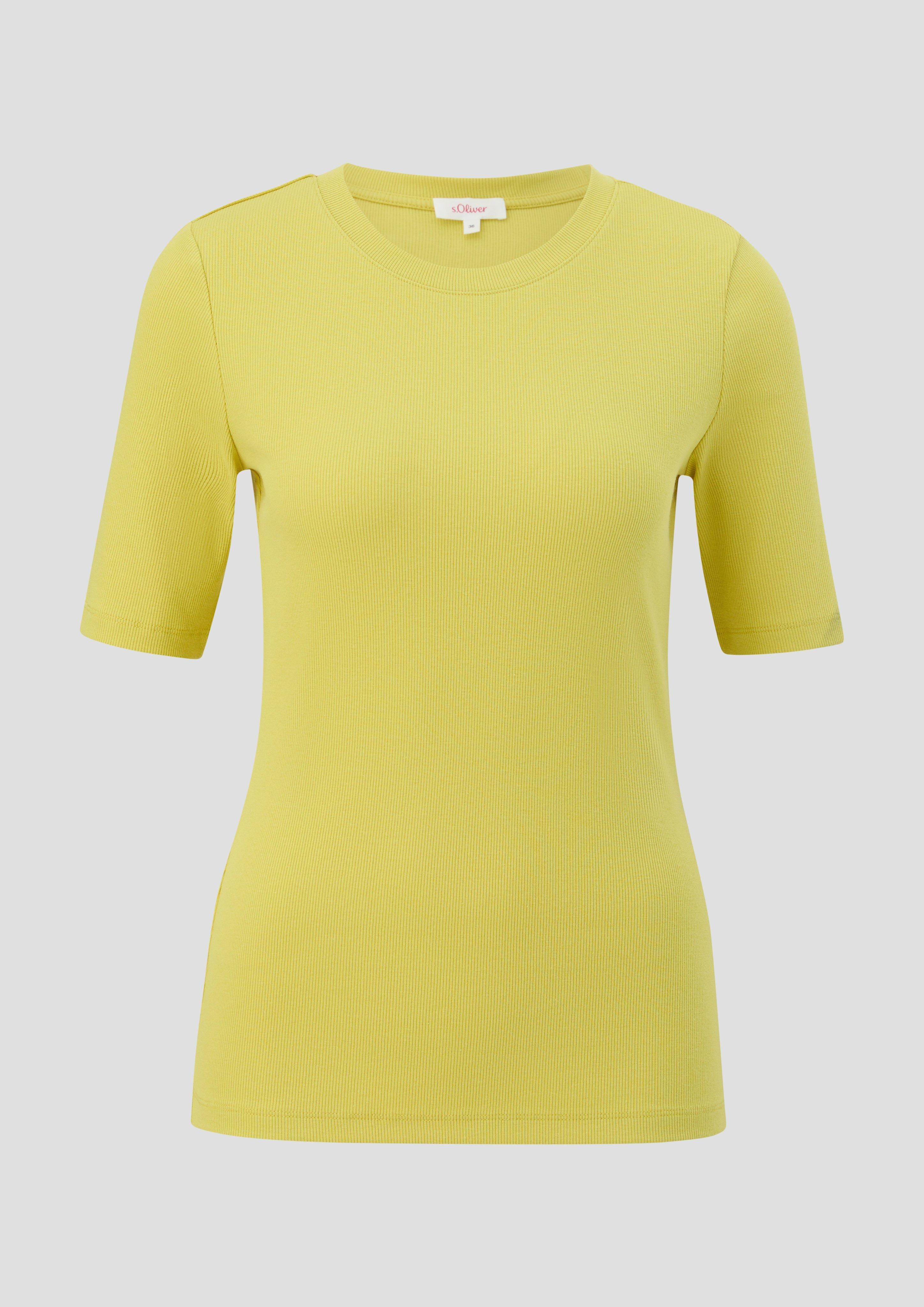 s.Oliver - T-Shirt aus Baumwollstretch, Damen, gelb