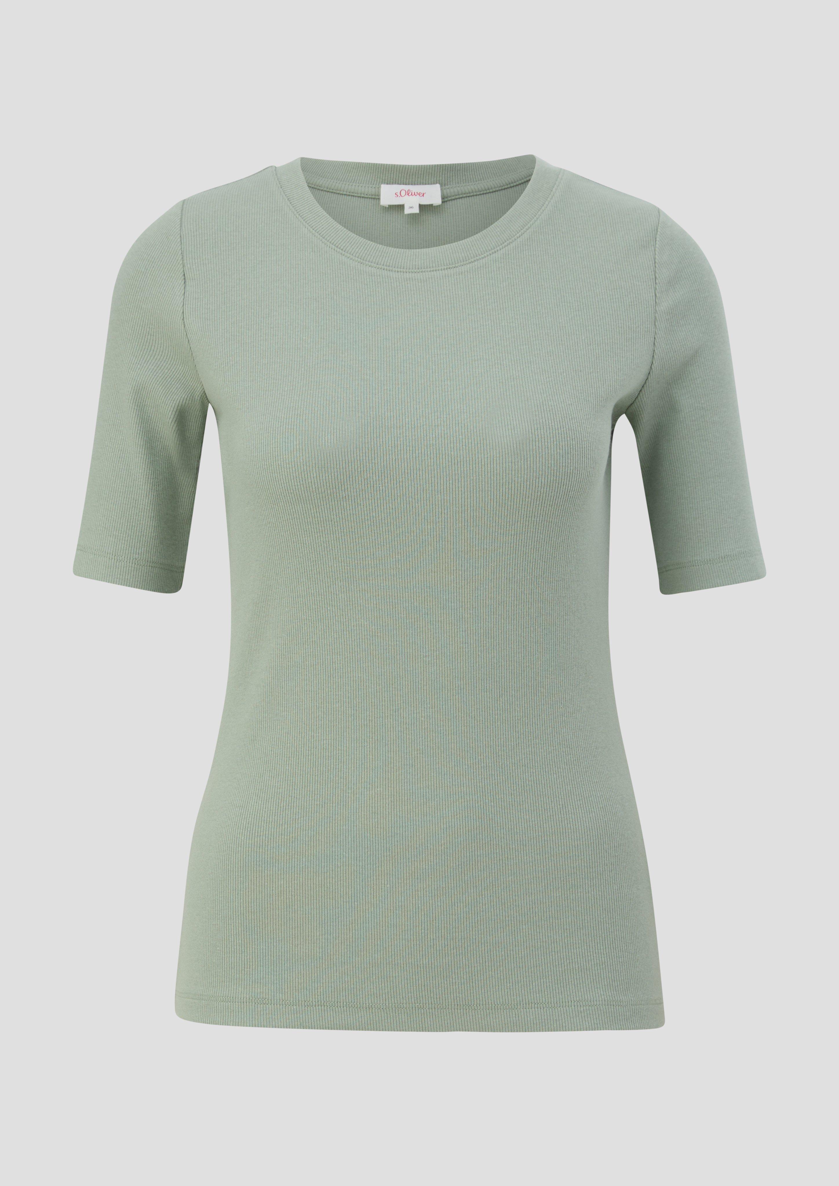 s.Oliver - T-Shirt aus Baumwollstretch, Damen, grün