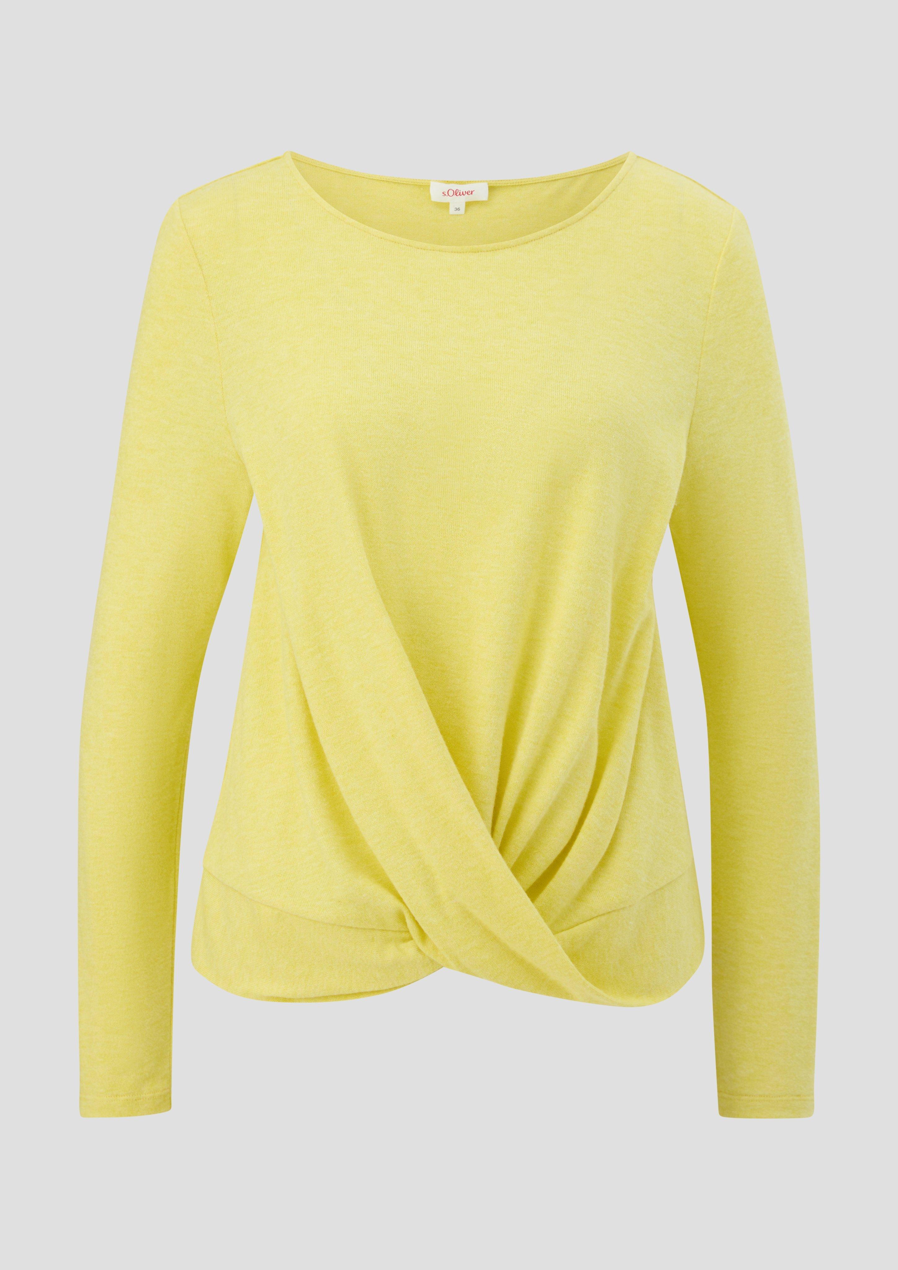 s.Oliver - Longsleeve mit Wickeldetail, Damen, gelb