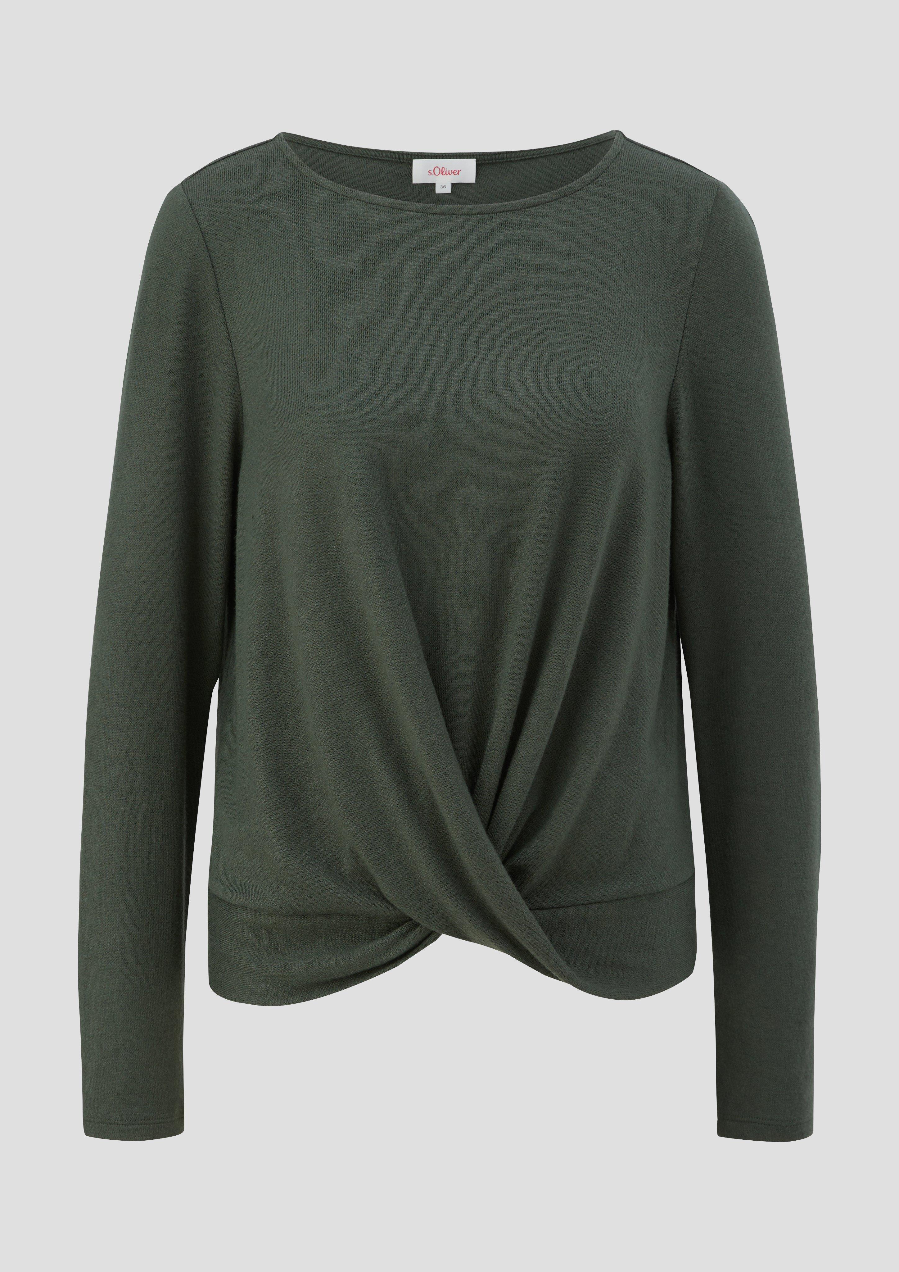 s.Oliver - Longsleeve mit Wickeldetail, Damen, Grün