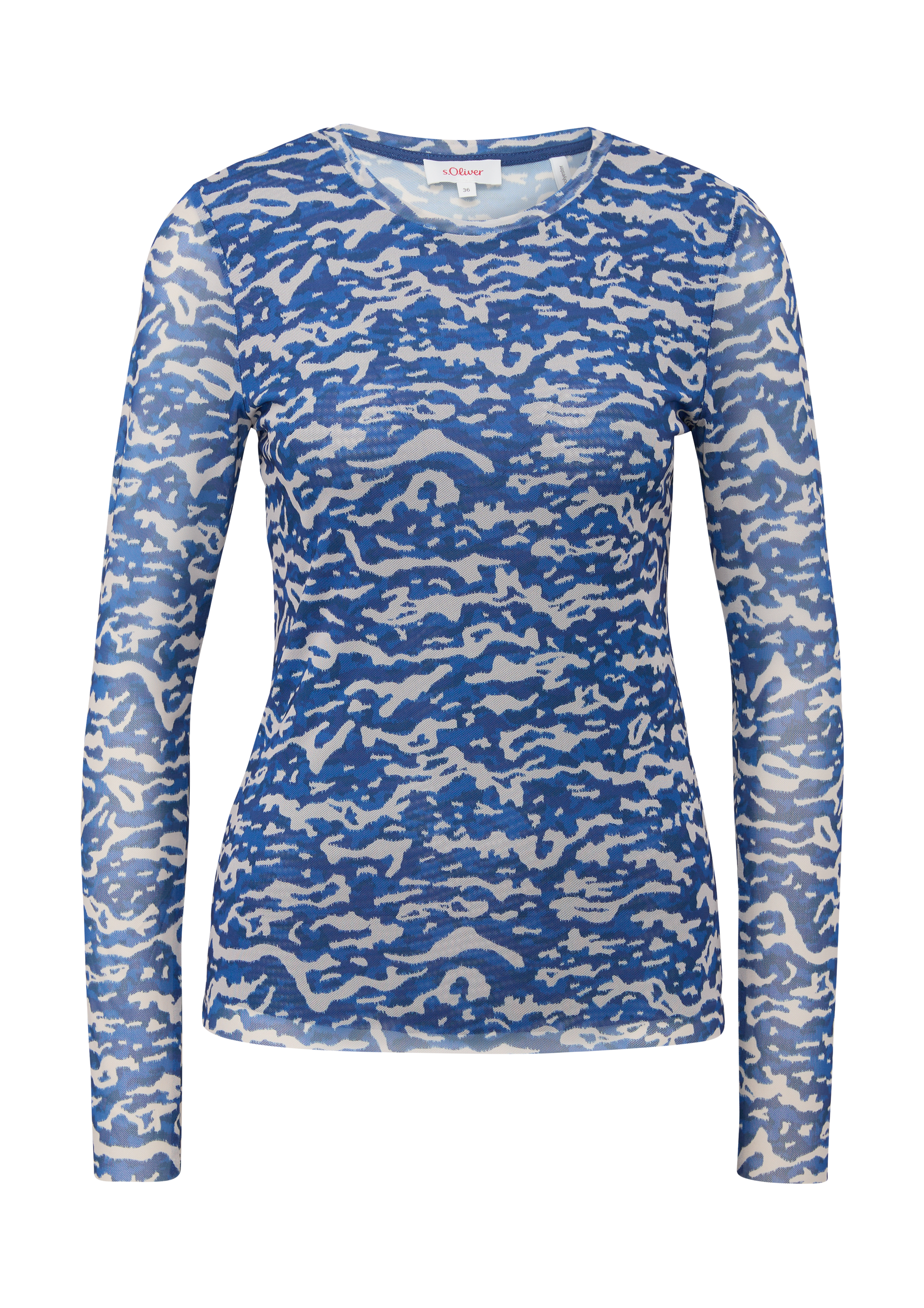 s.Oliver - Langarmshirt aus Mesh, Damen, blau