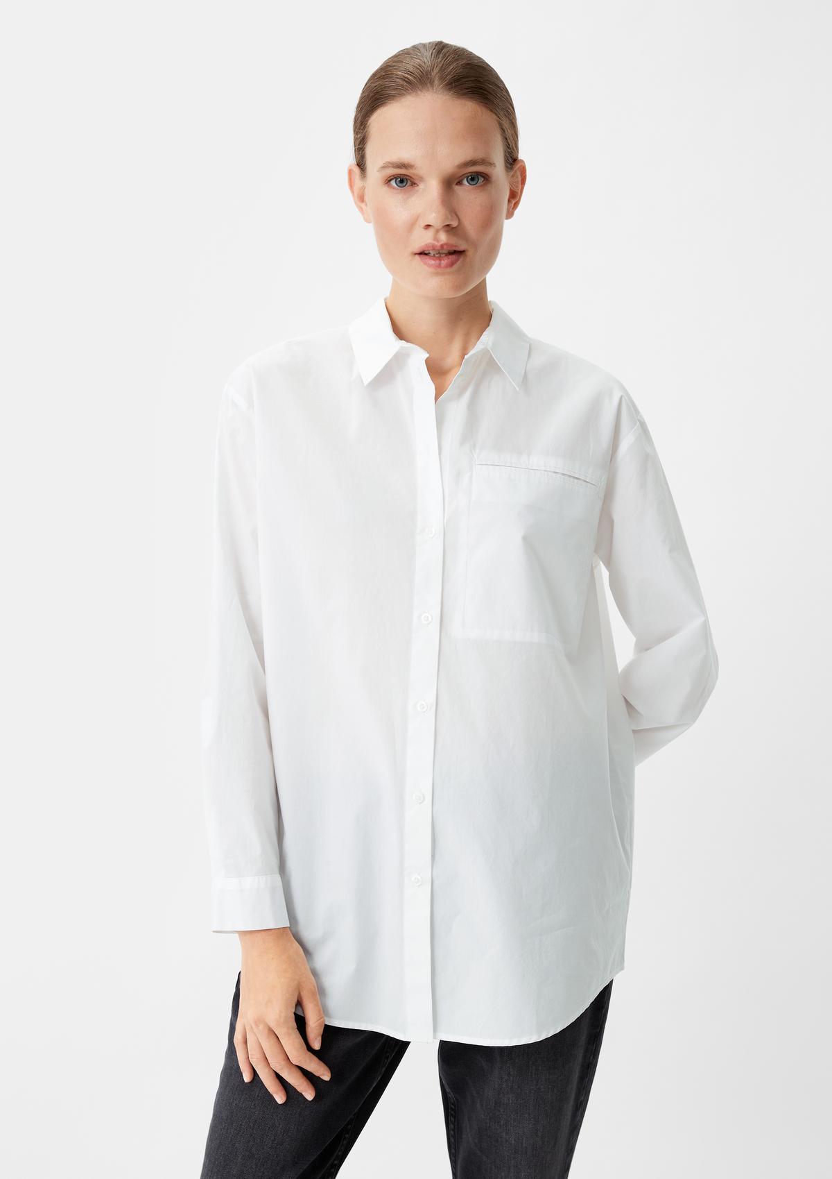 Cotton blouse with a piped pocket