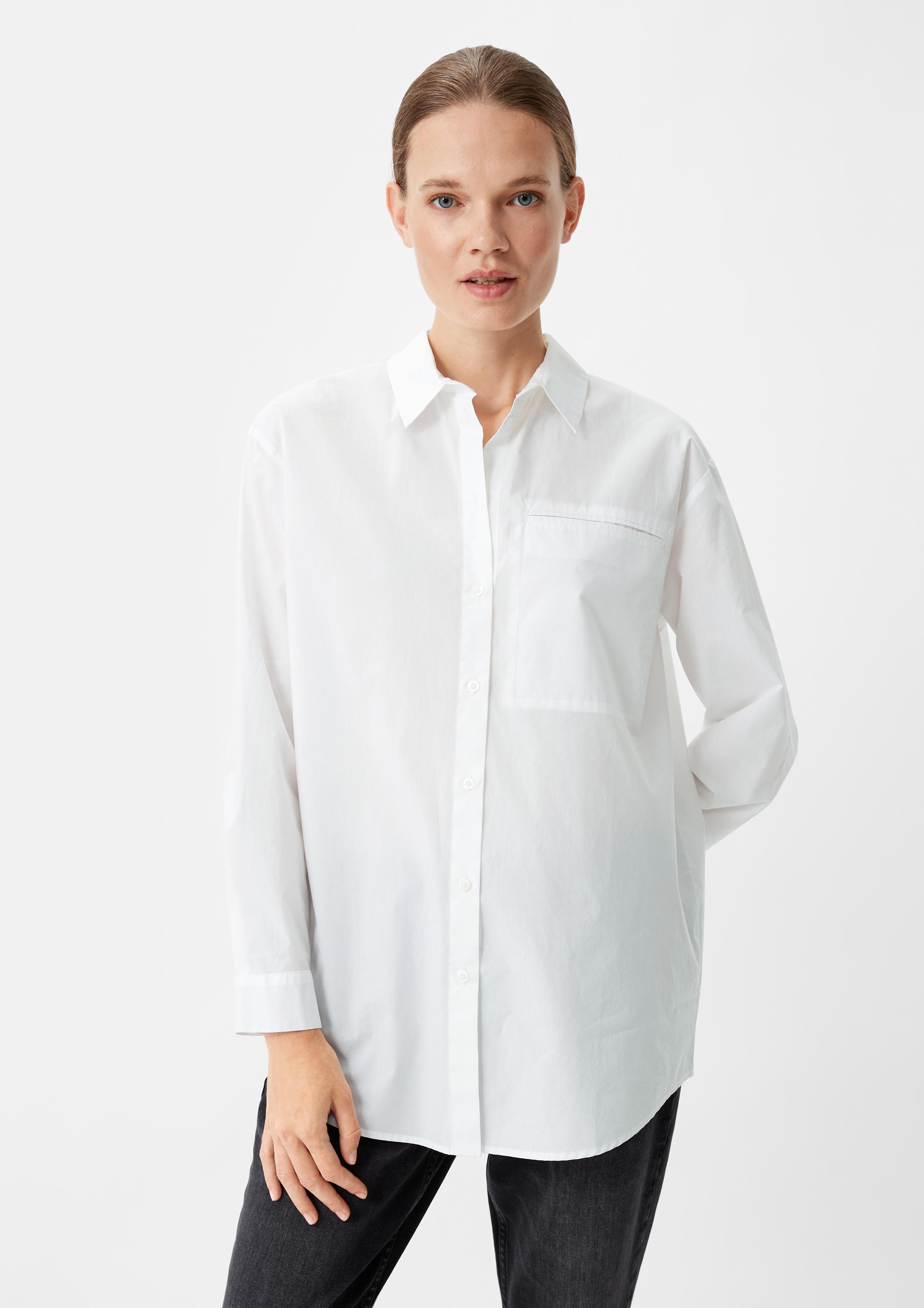 Cotton blouse with a piped pocket - white | Comma Cotton blouse with a piped pocket - white | Comma