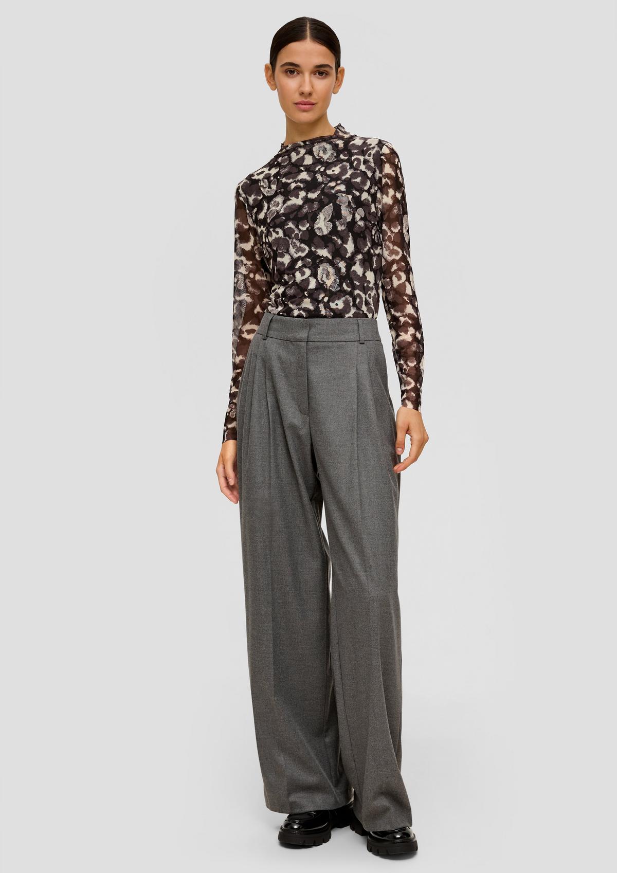 Regular fit: melange trousers with a wide leg