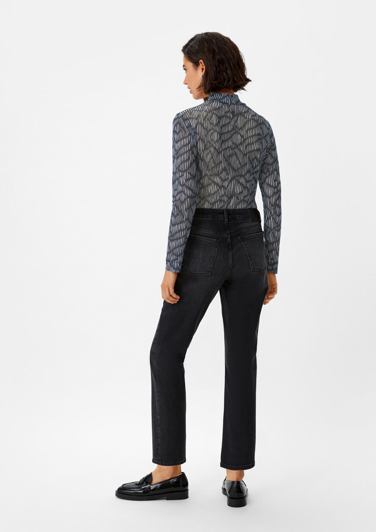 comma Long sleeve mesh top with a stand-up collar