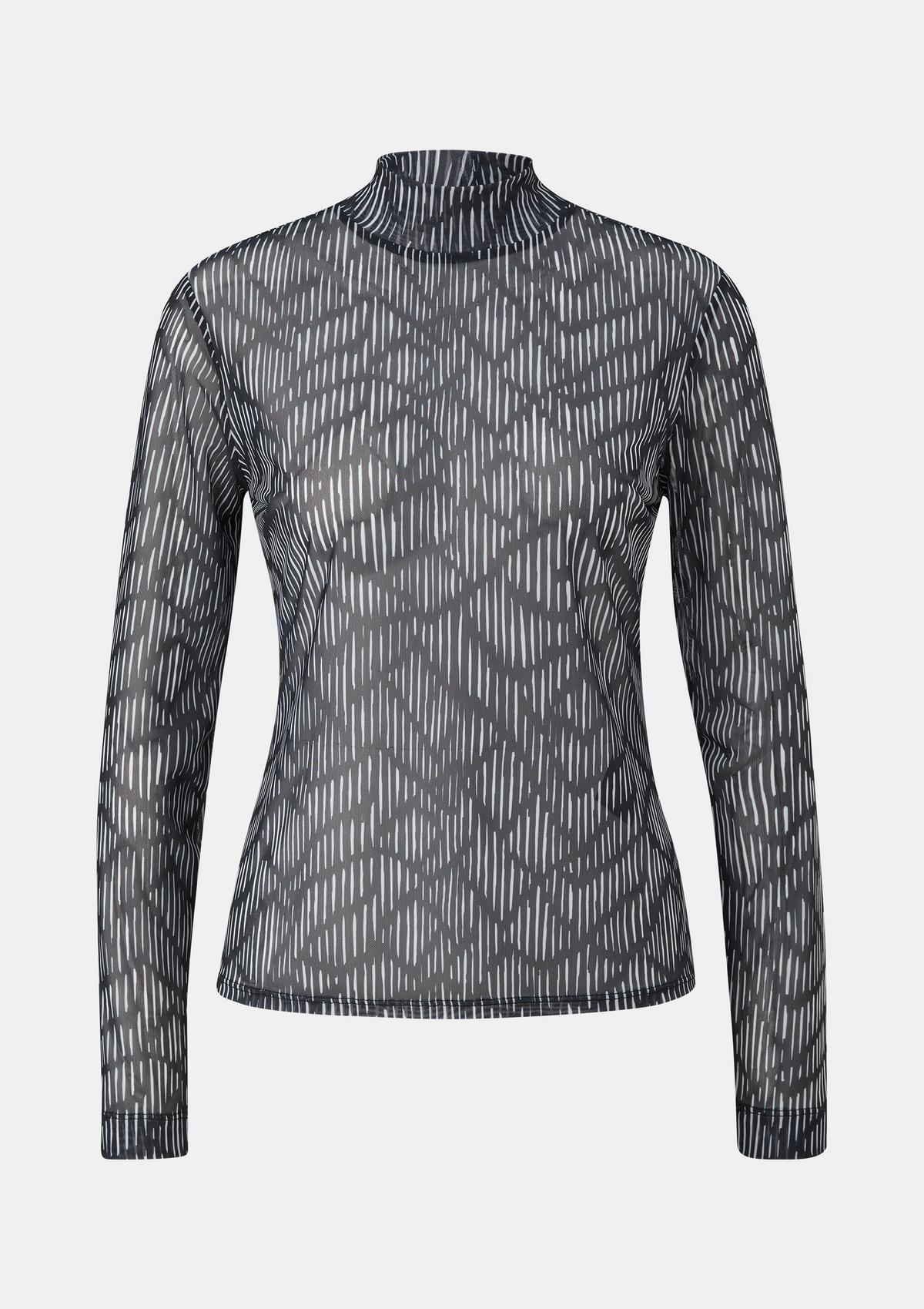 comma Long sleeve mesh top with a stand-up collar