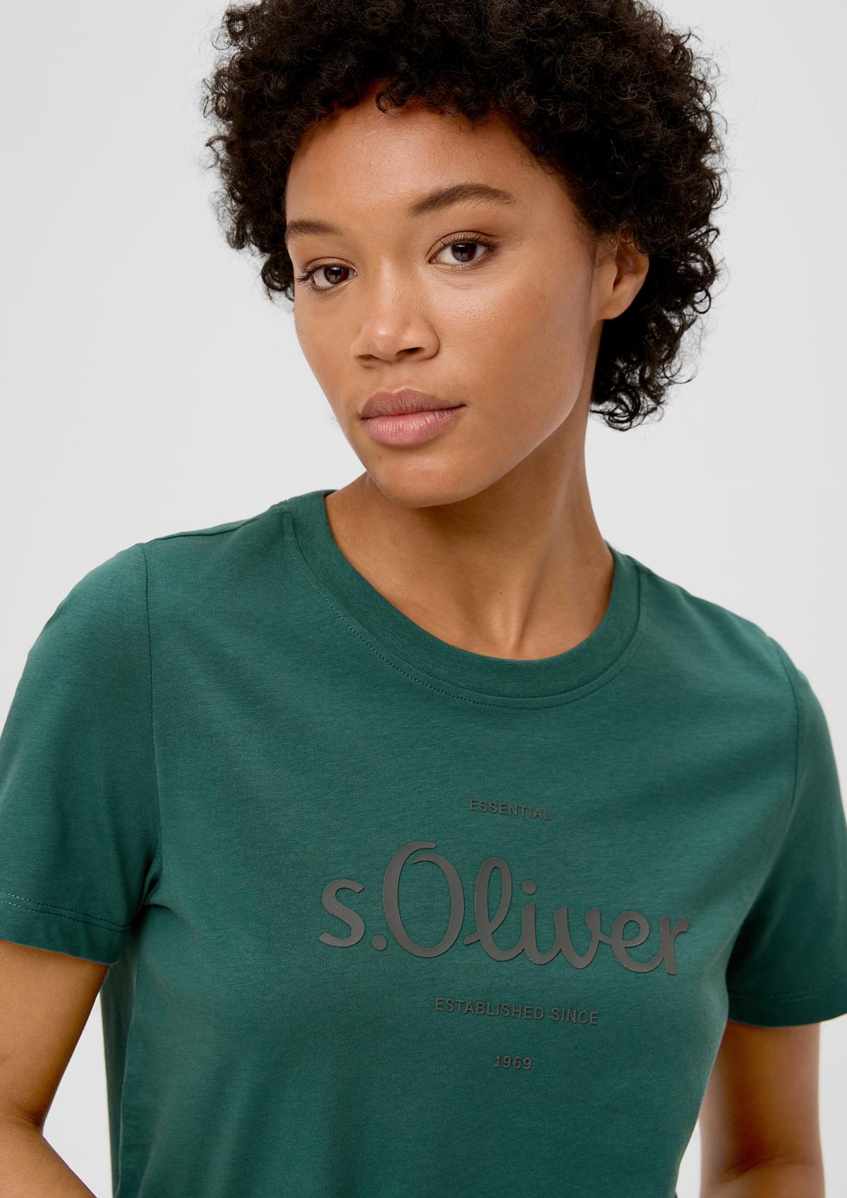 with print - Cotton a green forest logo top