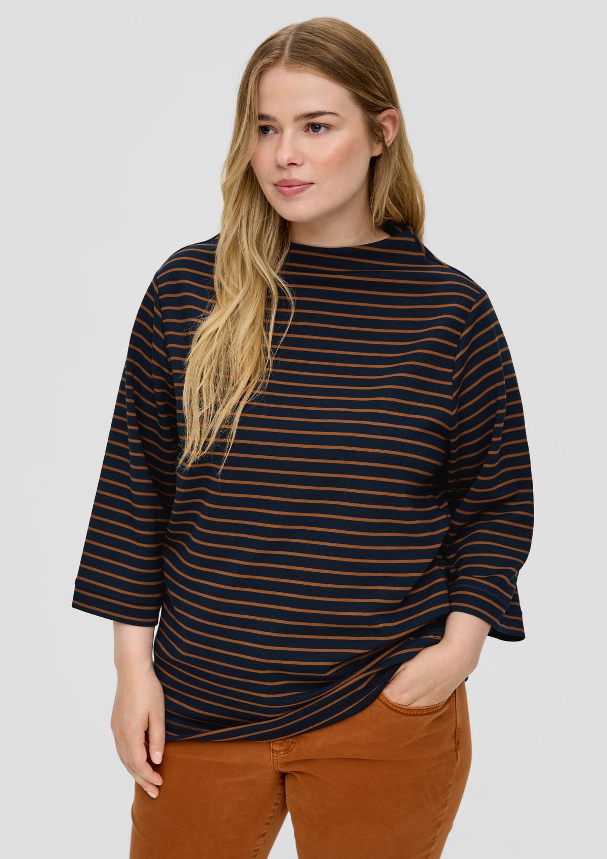 Long sleeve top made of stretch cotton - navy