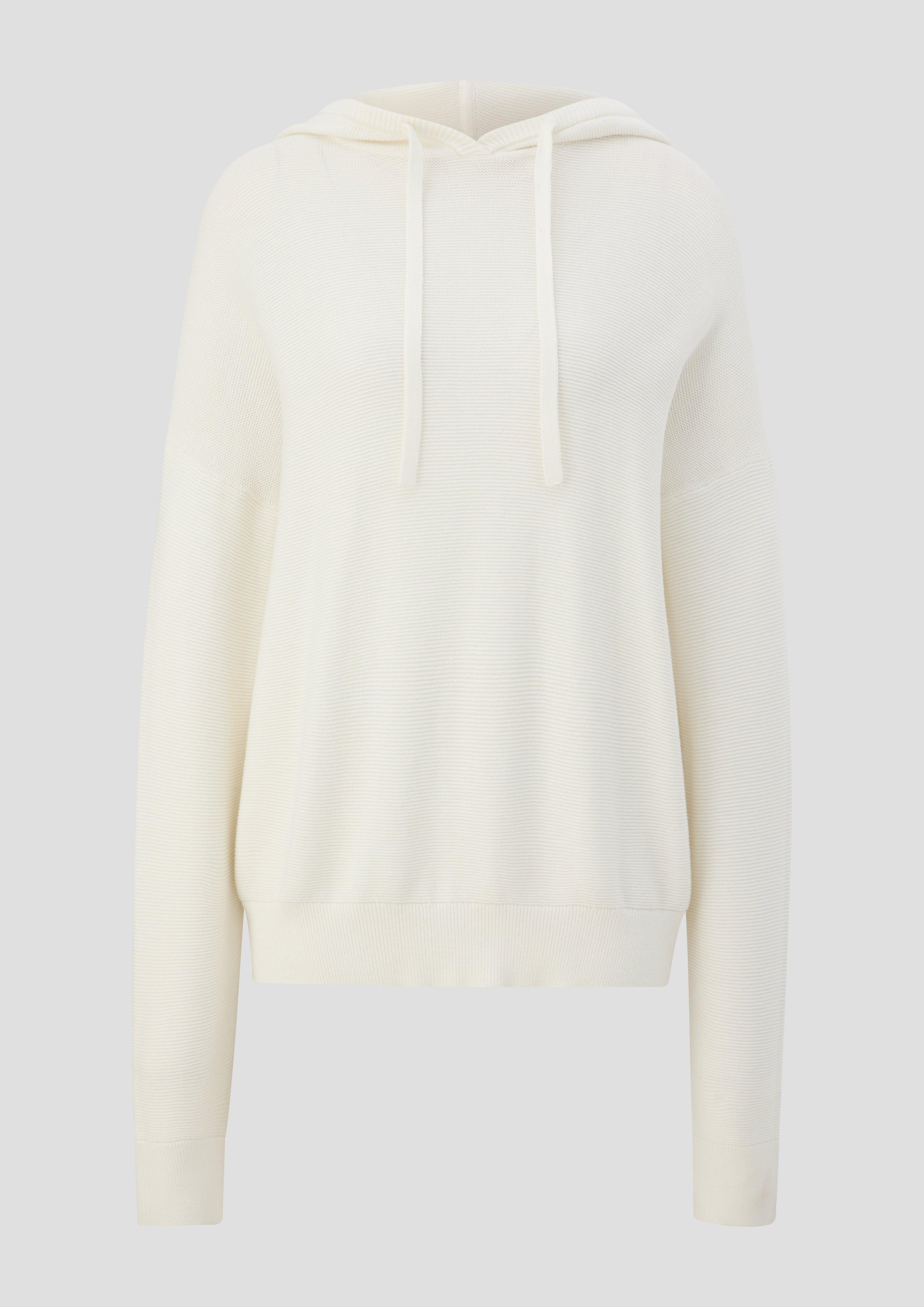 s.Oliver - Strick-Hoodie aus Baumwollmix, Damen, creme