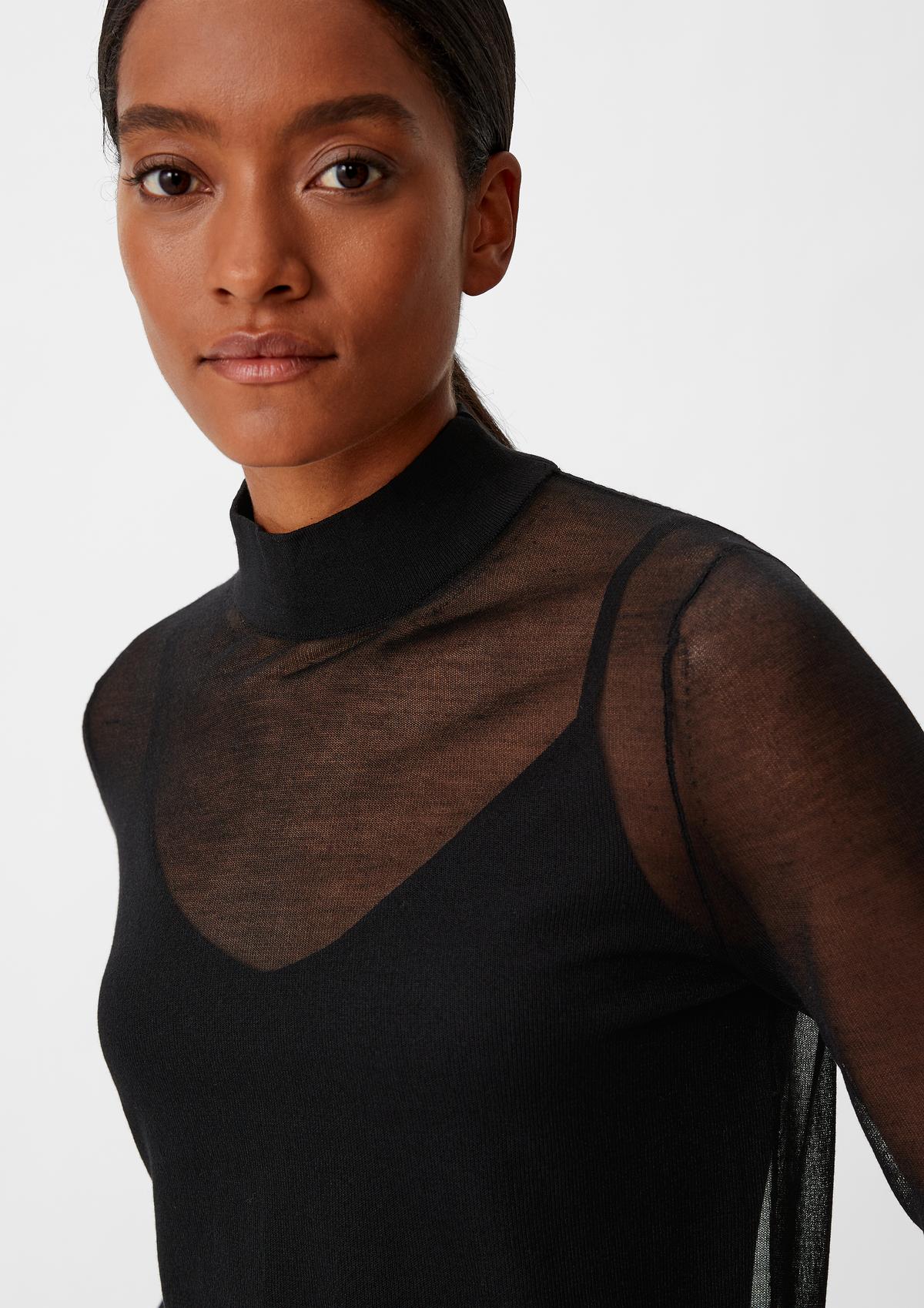 Knitted jumper with sheer finish - black