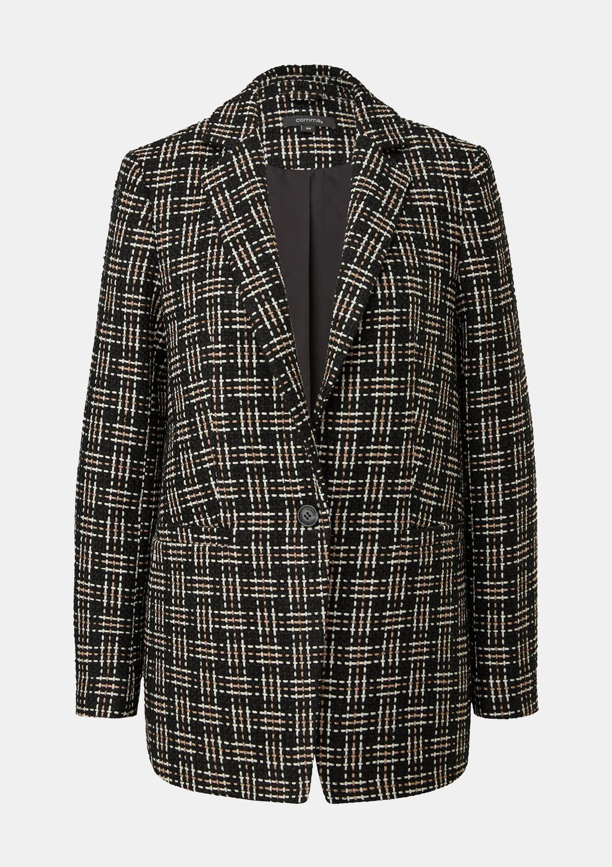 Multi-coloured tweed blazer - black | Comma