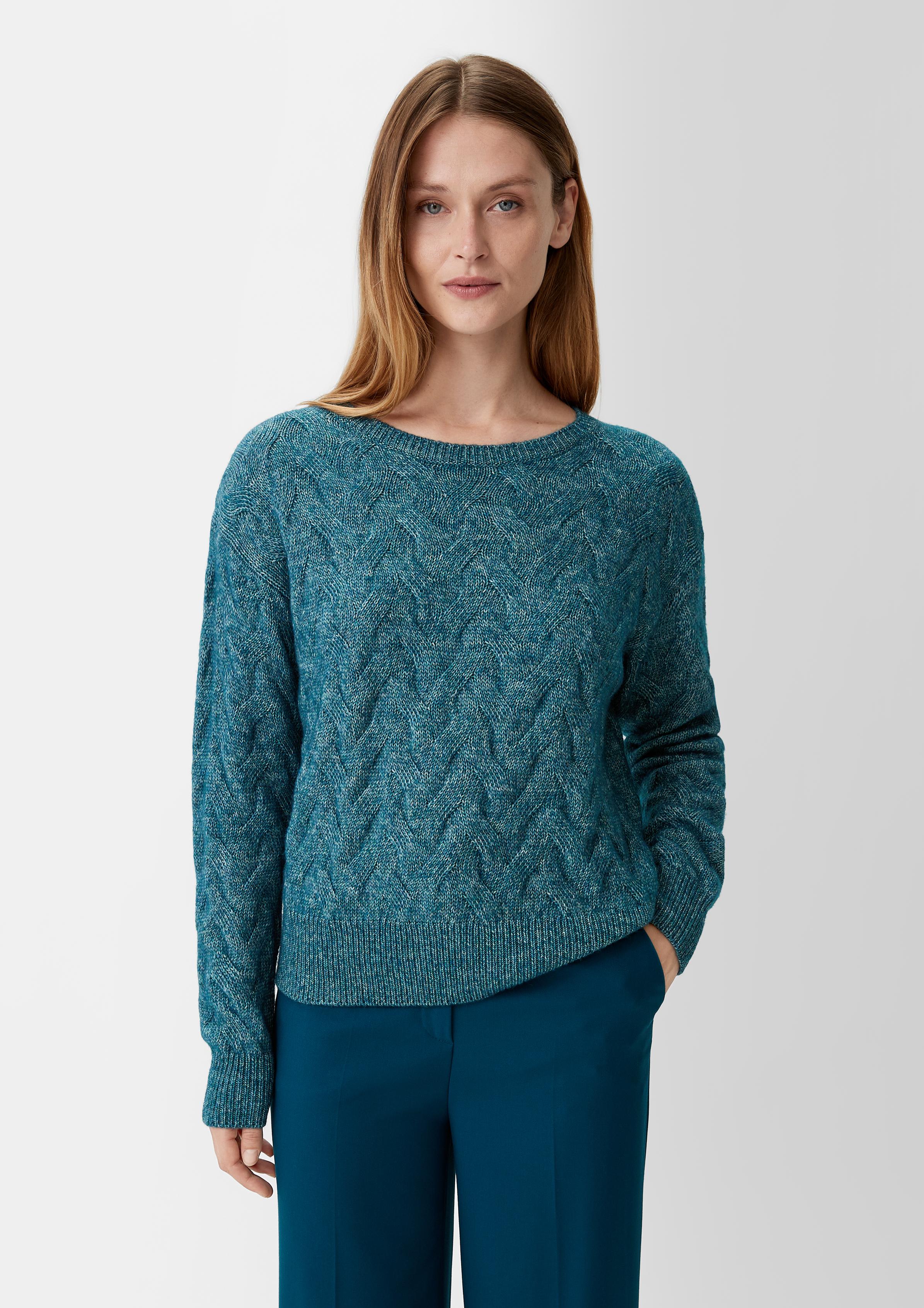 Knitted jumper with a cable pattern - white | Comma Knitted jumper with a cable pattern - white | Comma