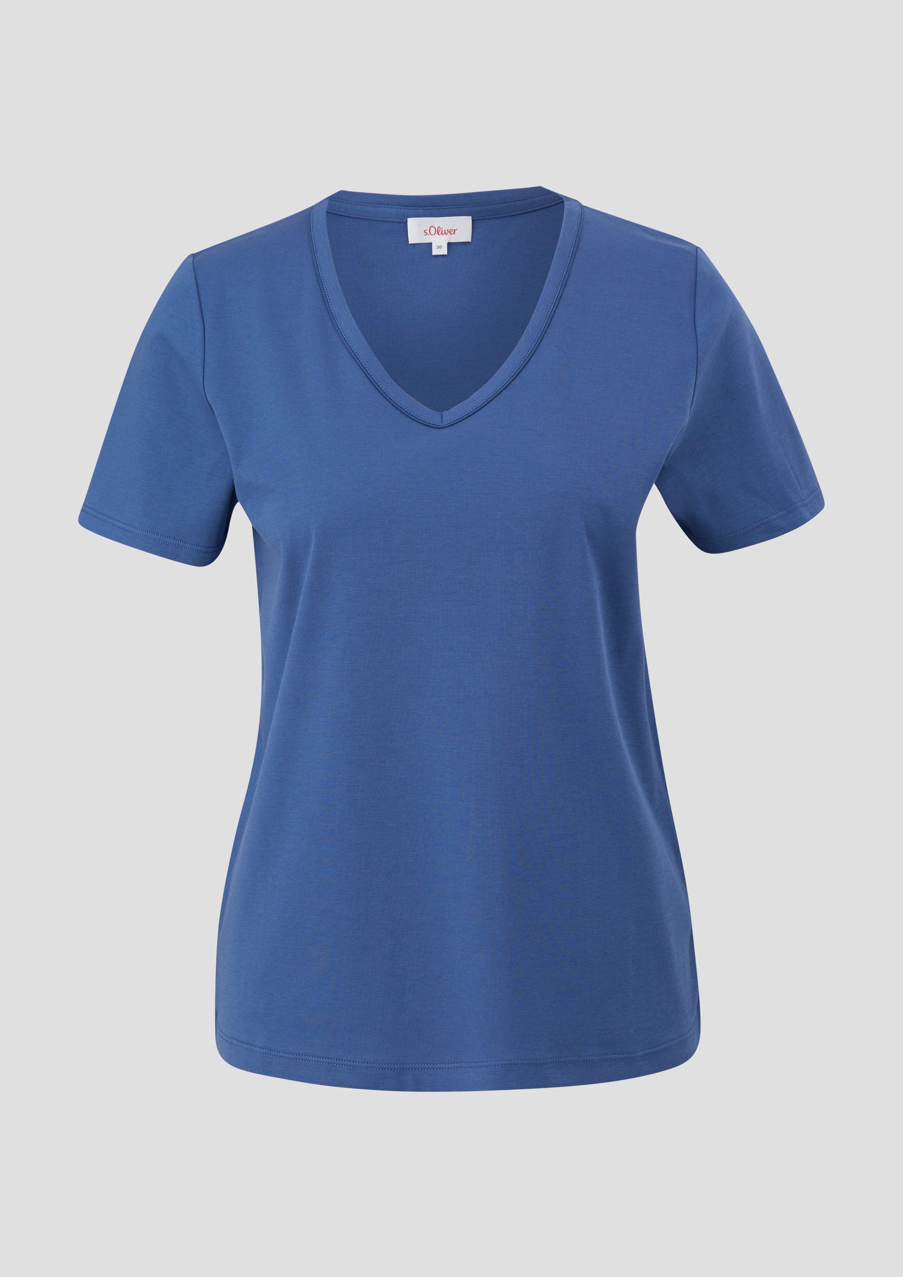 s.Oliver - T-Shirt aus Interlockjersey, Damen, blau