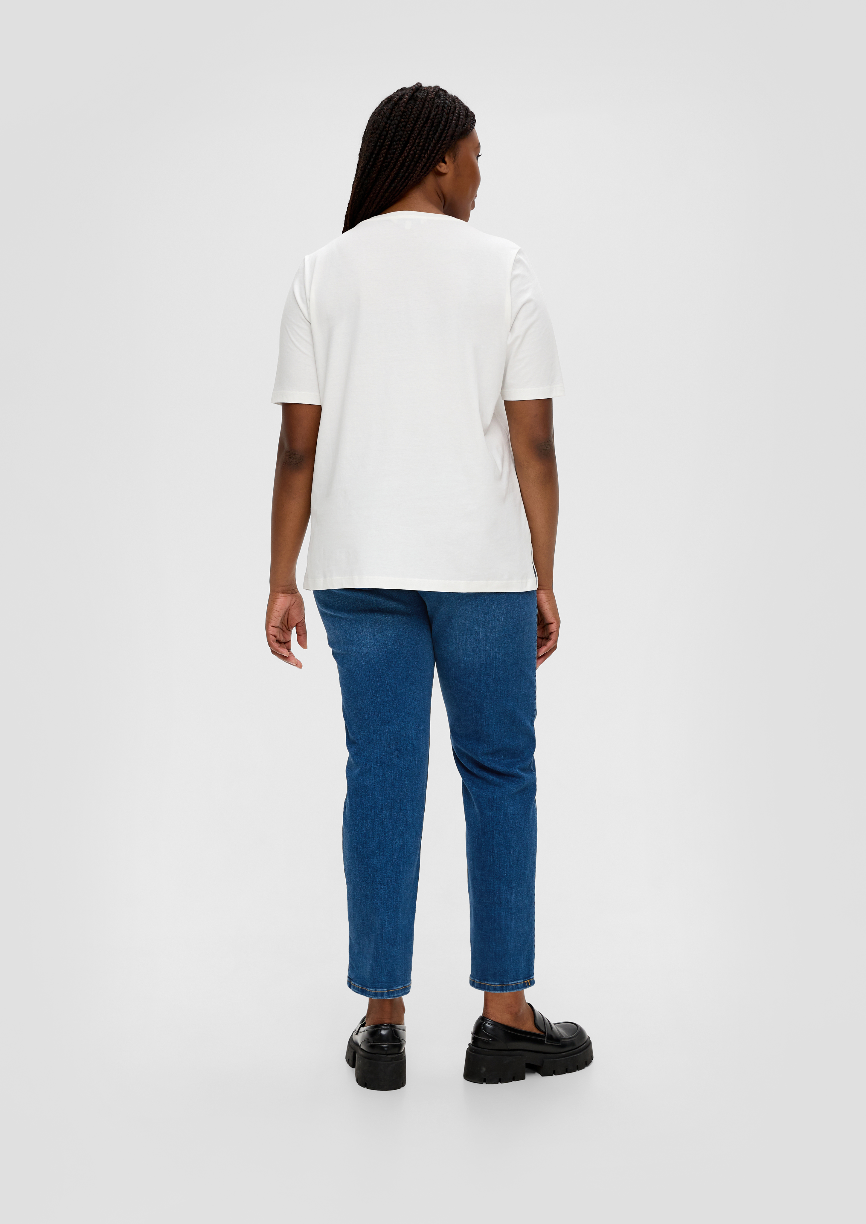 Jeans Suri Regular Fit – Mid Rise Slim Leg In Blau, Mit Weitenregulierung & Destroyed-Optik