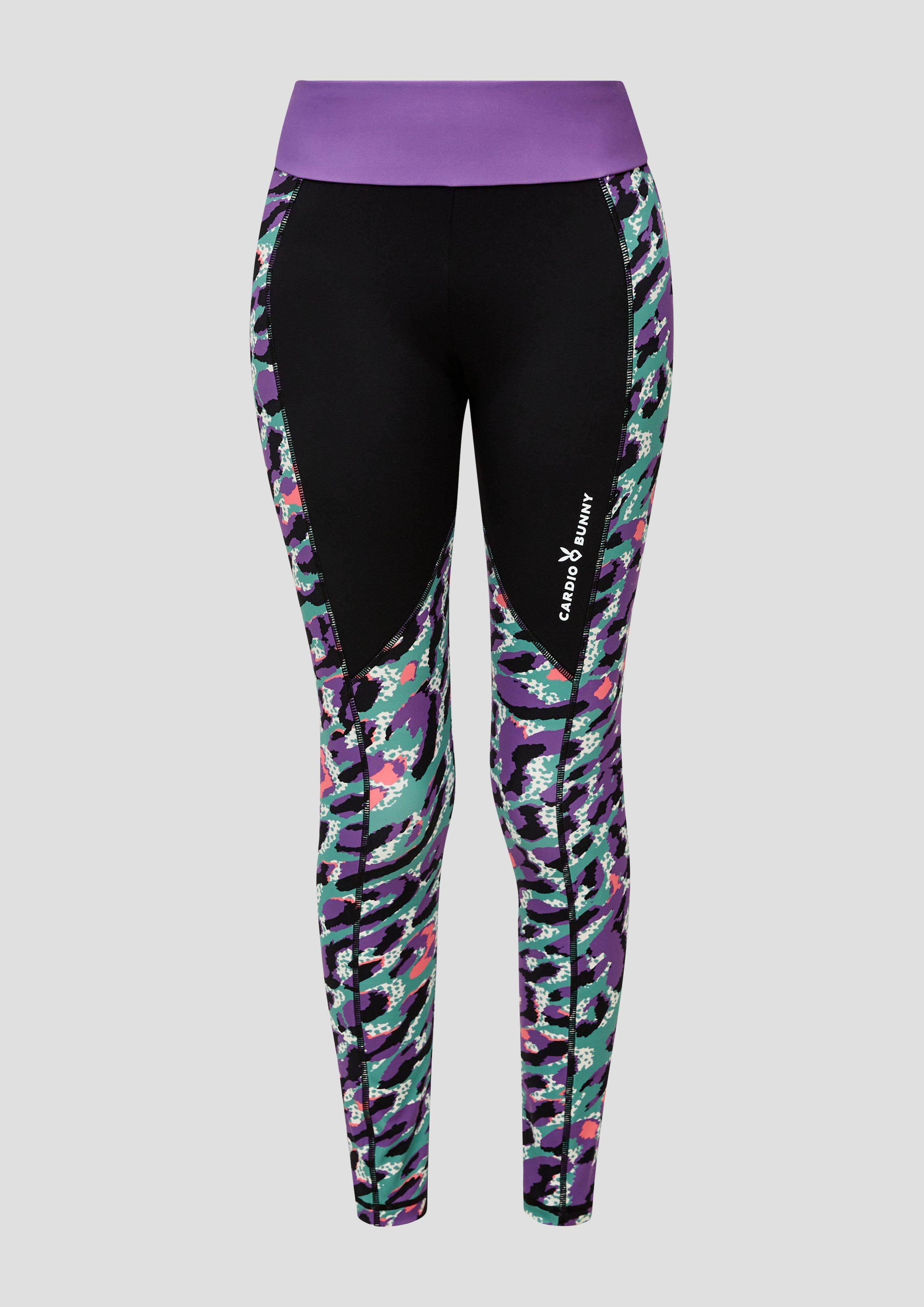 QS - Slim: Sportleggings mit All-over-Print, Damen, lila|schwarz