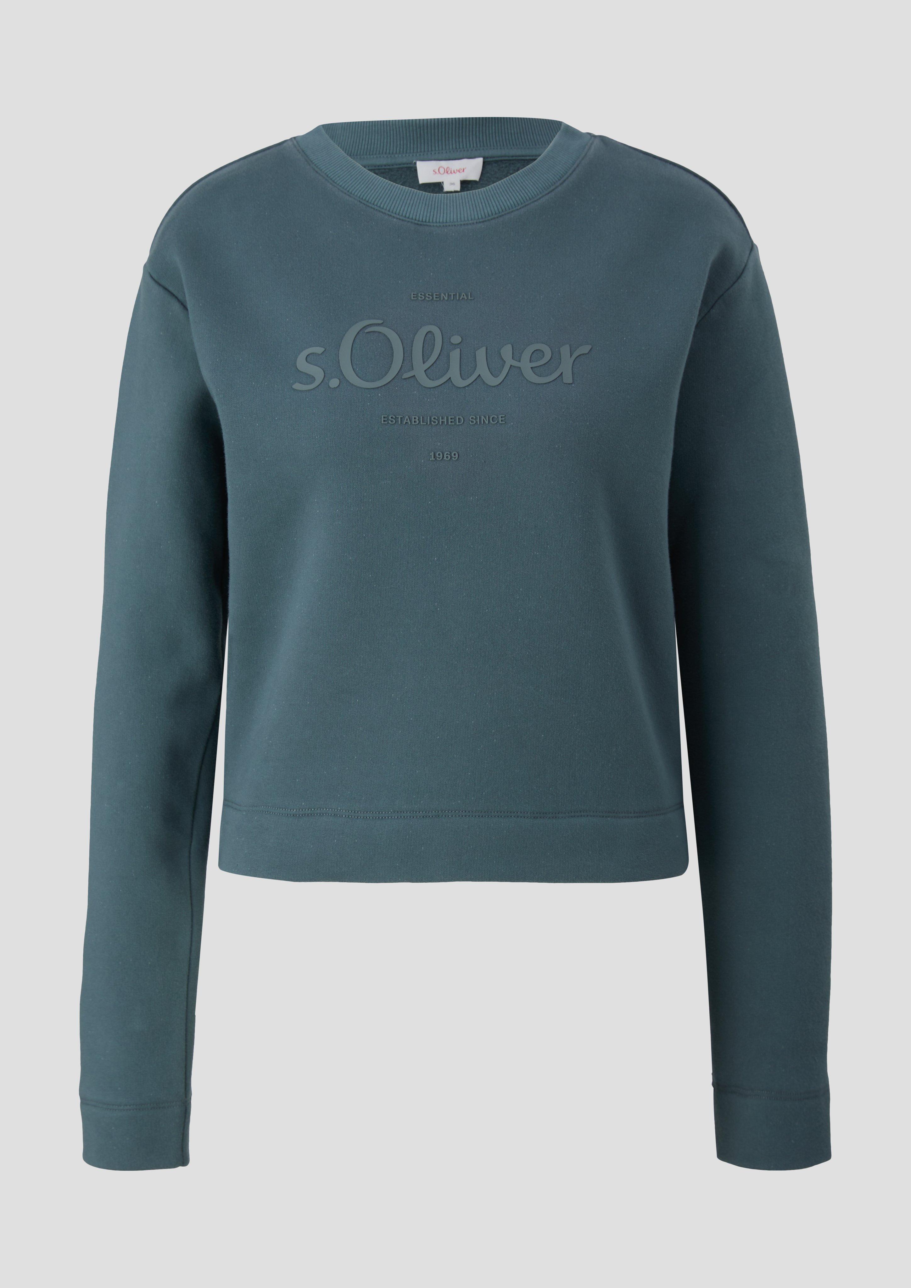 s.Oliver - Sweatshirt mit Logo-Print, Damen, Blau