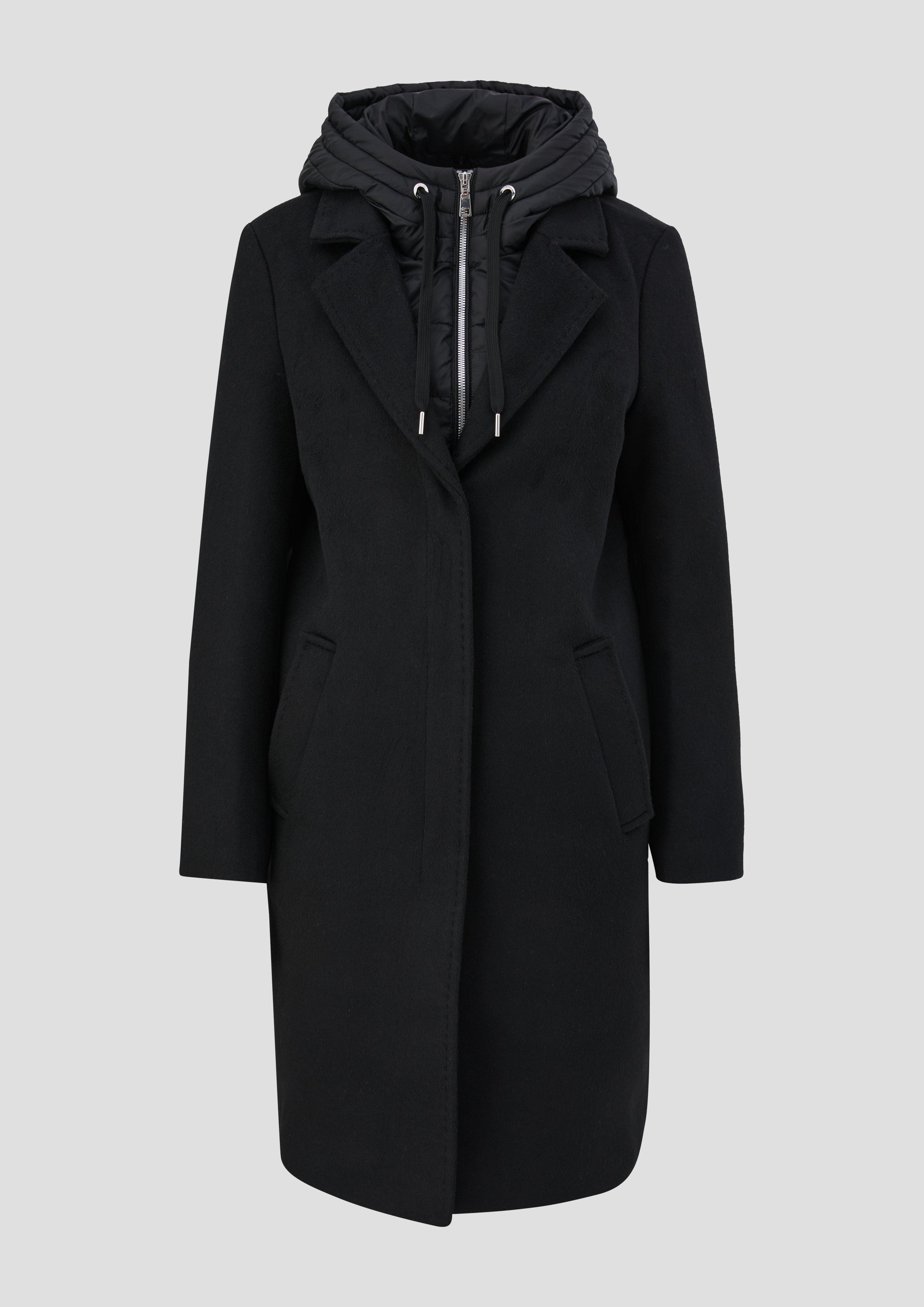 Hooded coat in a mix of materials navy s.Oliver