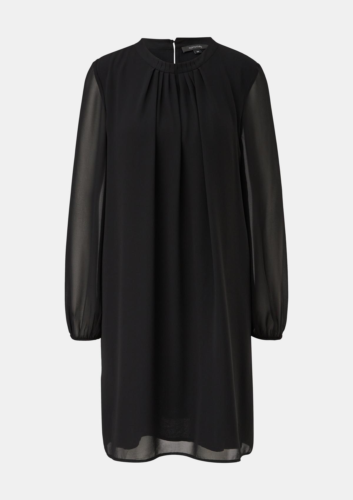 Chiffon dress with pleating - black | Comma