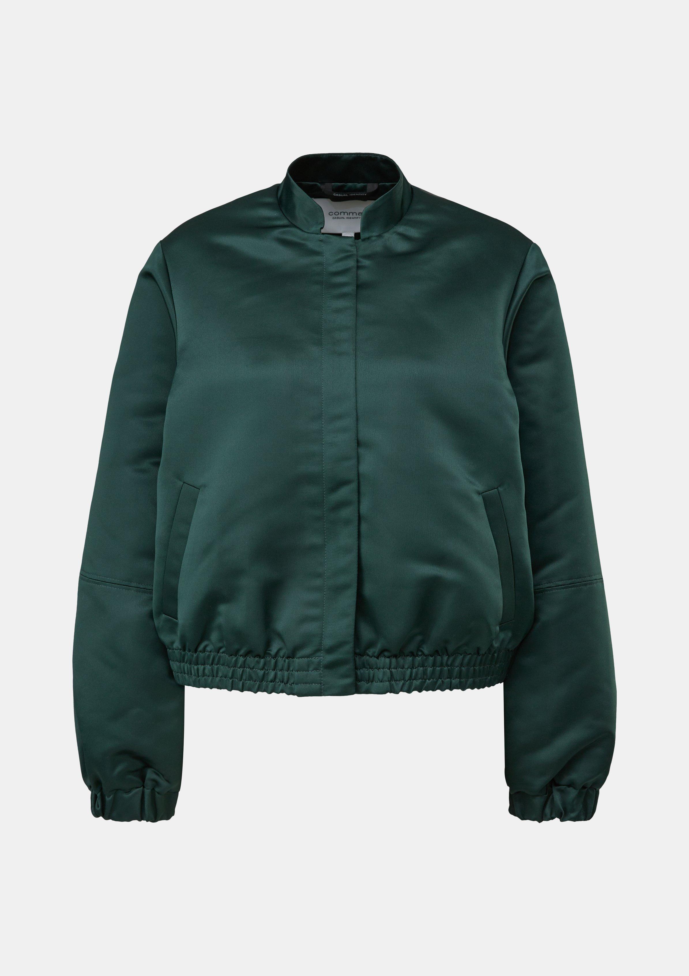 Shimmering satin bomber jacket - forest green | Comma Shimmering satin bomber jacket - forest green | Comma