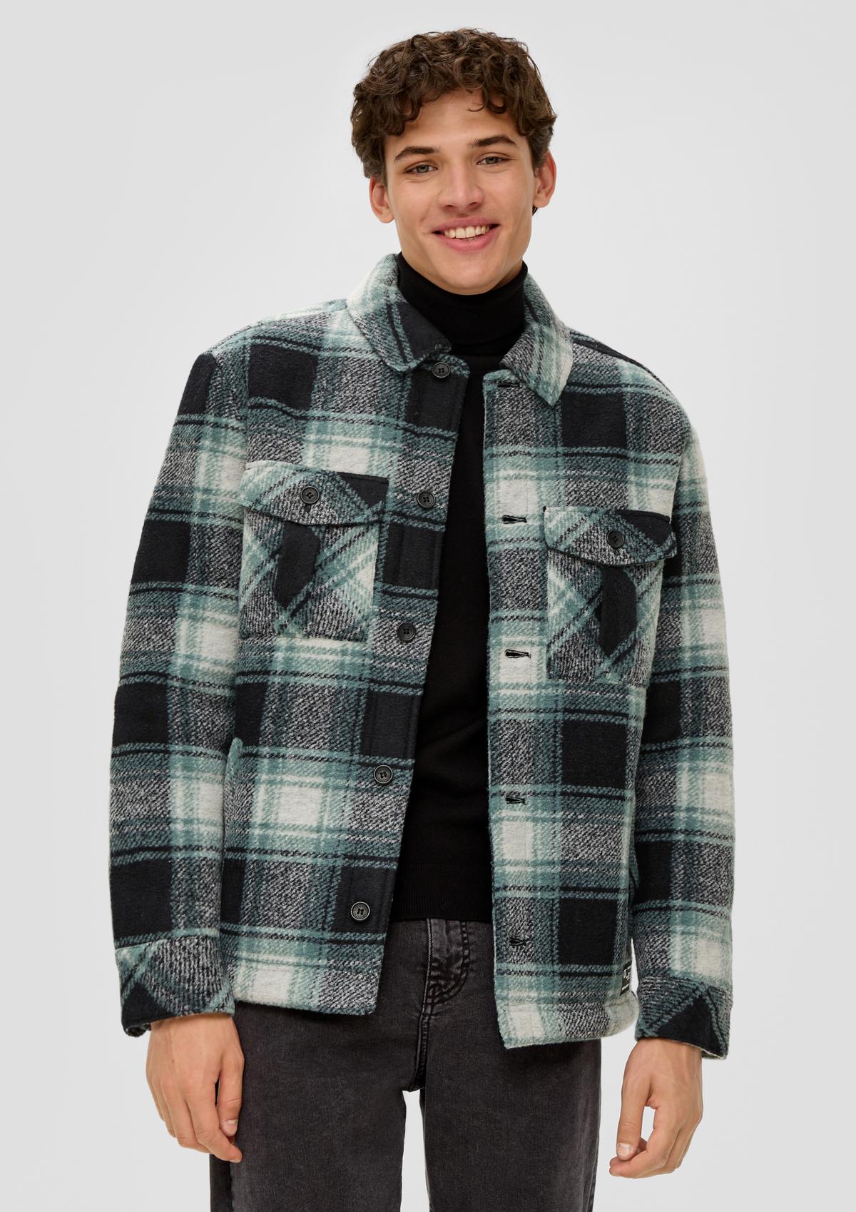 Check shirt jacket in a wool blend