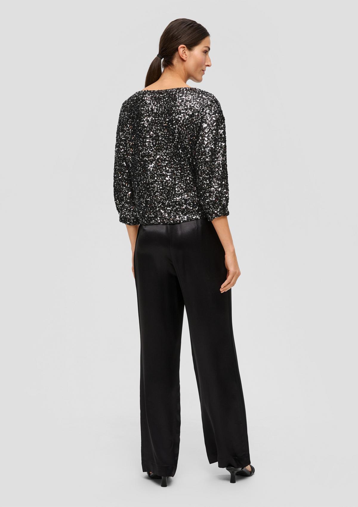 s.Oliver Mesh blouse with sequin trim