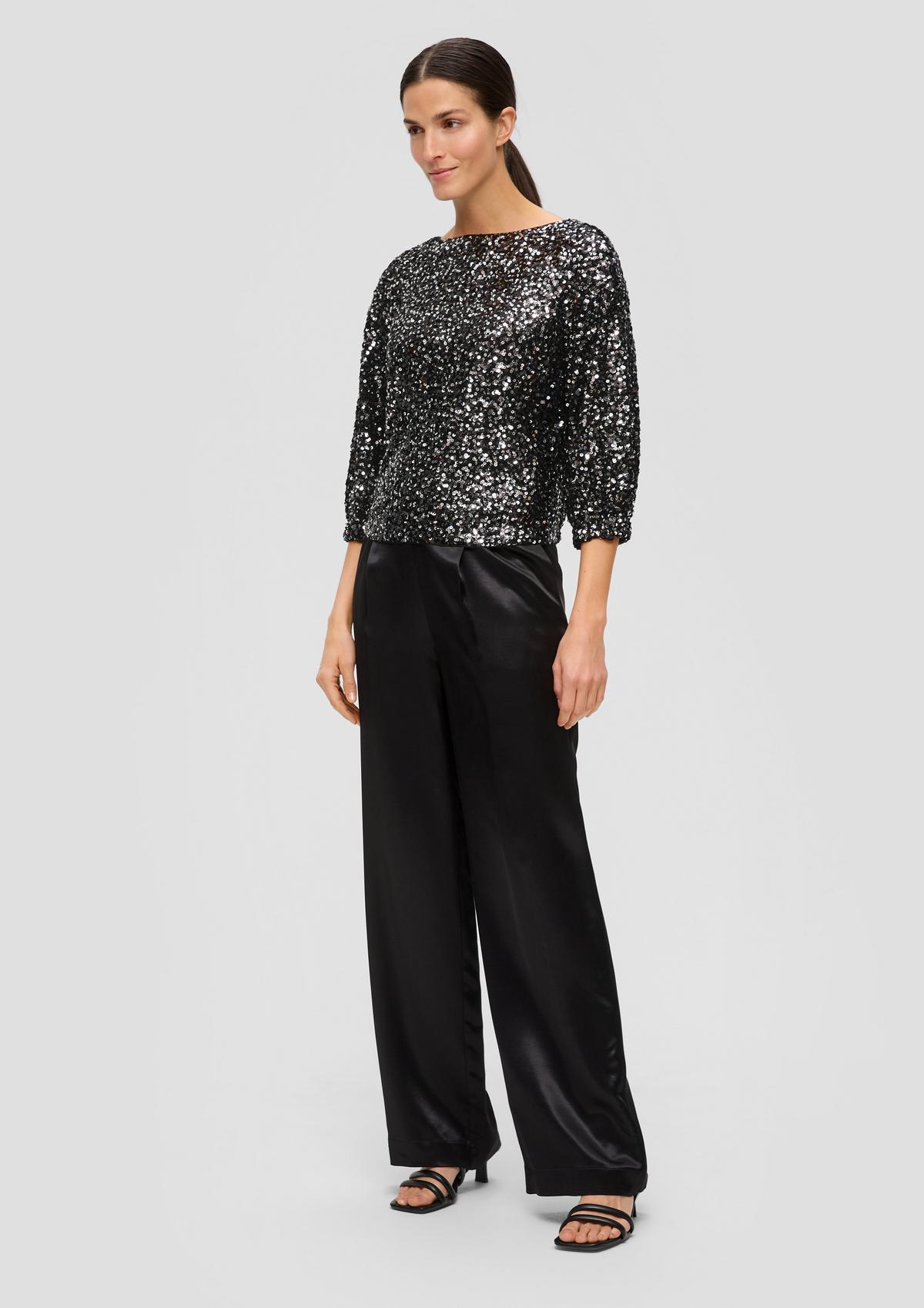 s.Oliver Mesh blouse with sequin trim