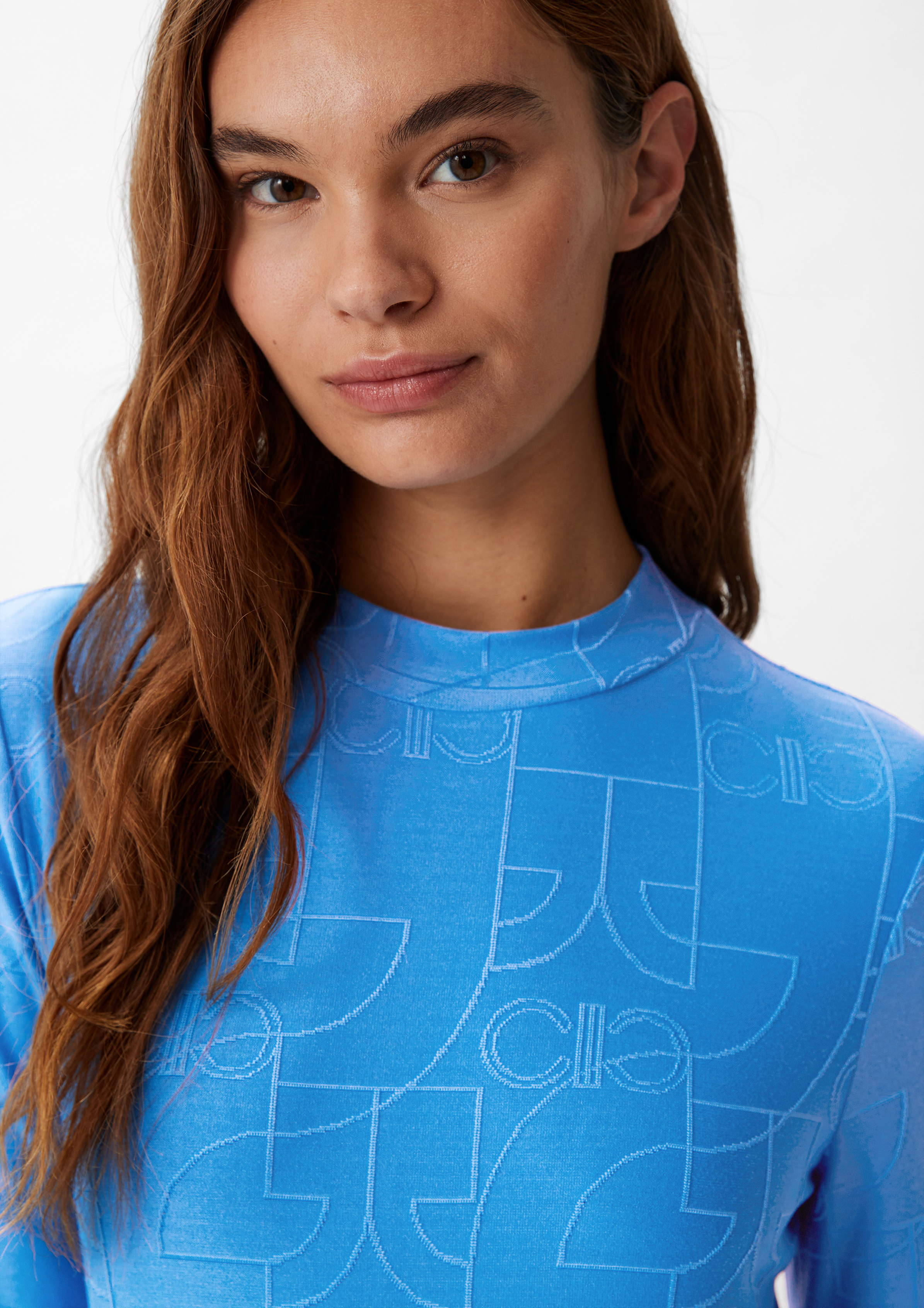 Longsleeve mit Logo-Muster - royalblau | Comma