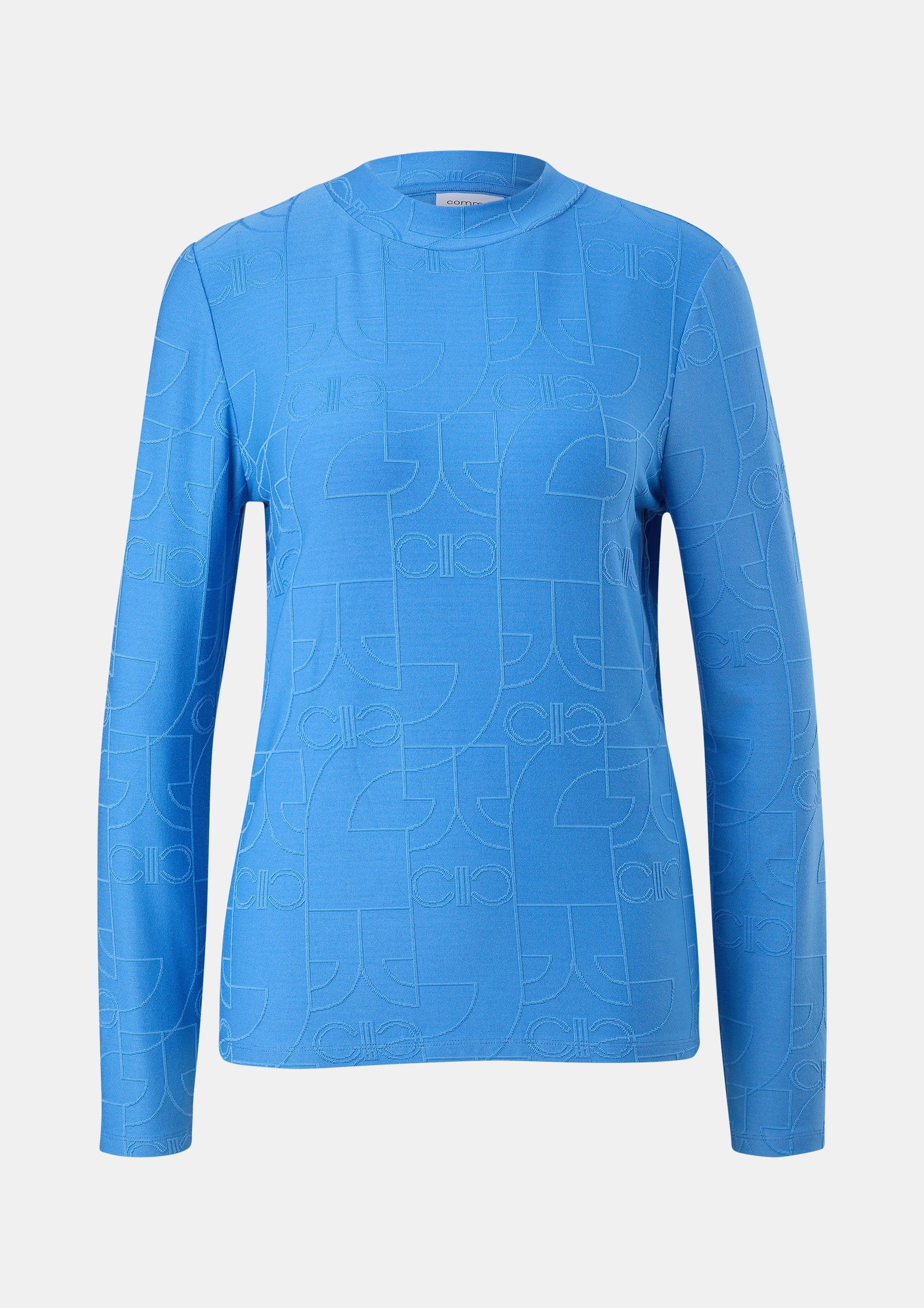 Longsleeve mit Logo-Muster - royalblau | Comma 