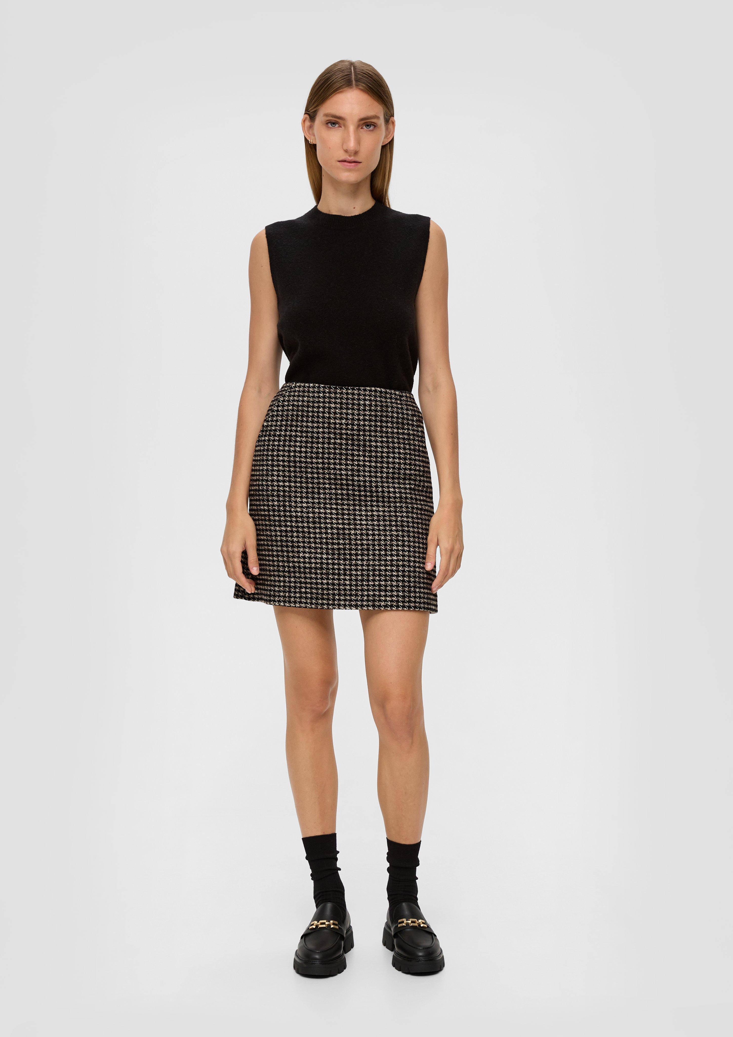 Short wool blend skirt - mocca | s.Oliver
