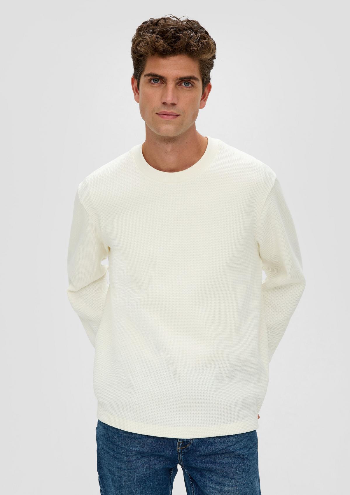 Sweatshirt mit Waffelpiqué-Struktur ecru 