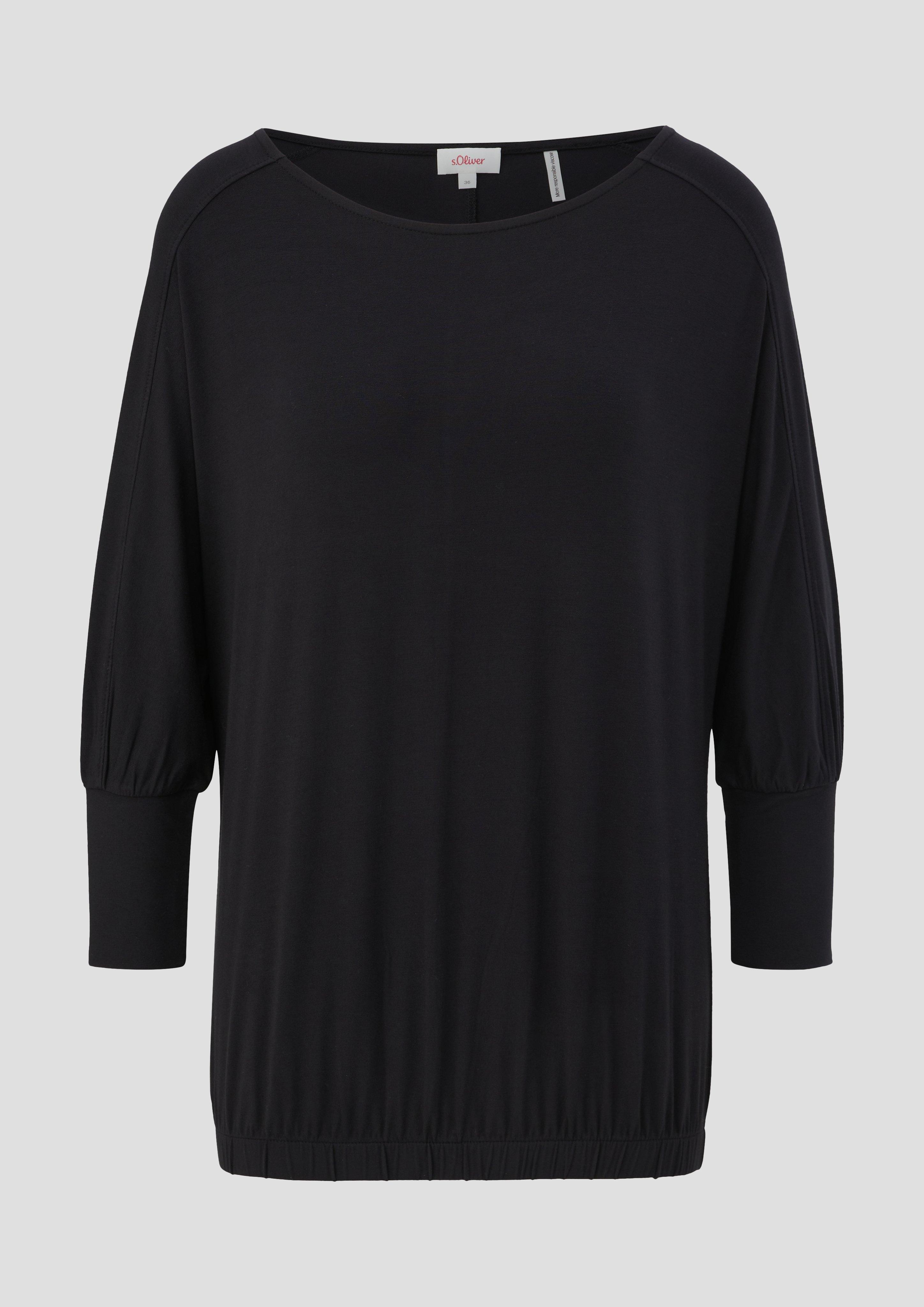 s.Oliver - T-Shirt aus Viskosestretch, Damen, schwarz