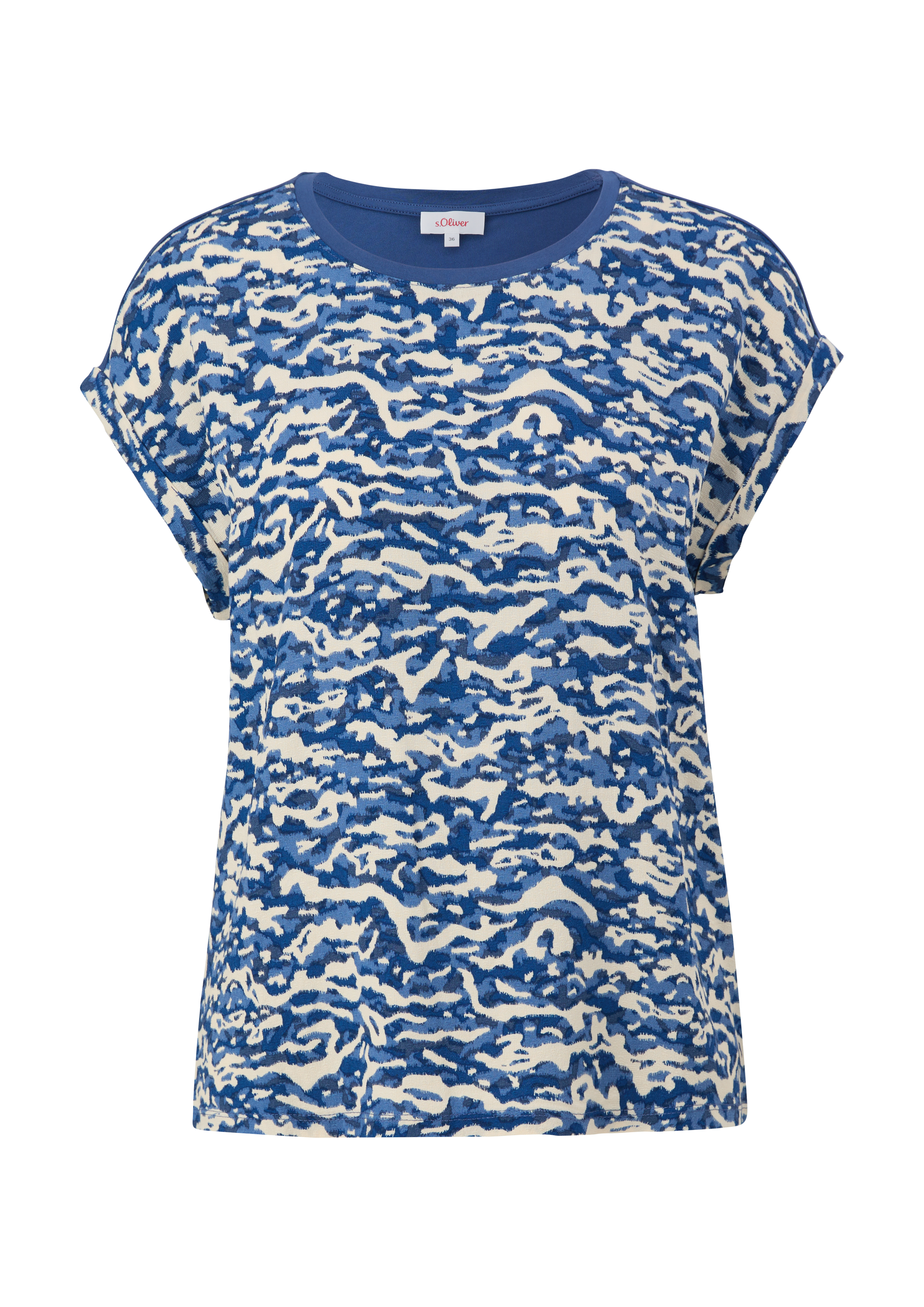 s.Oliver - Blusenshirt im Fabricmix, Damen, blau