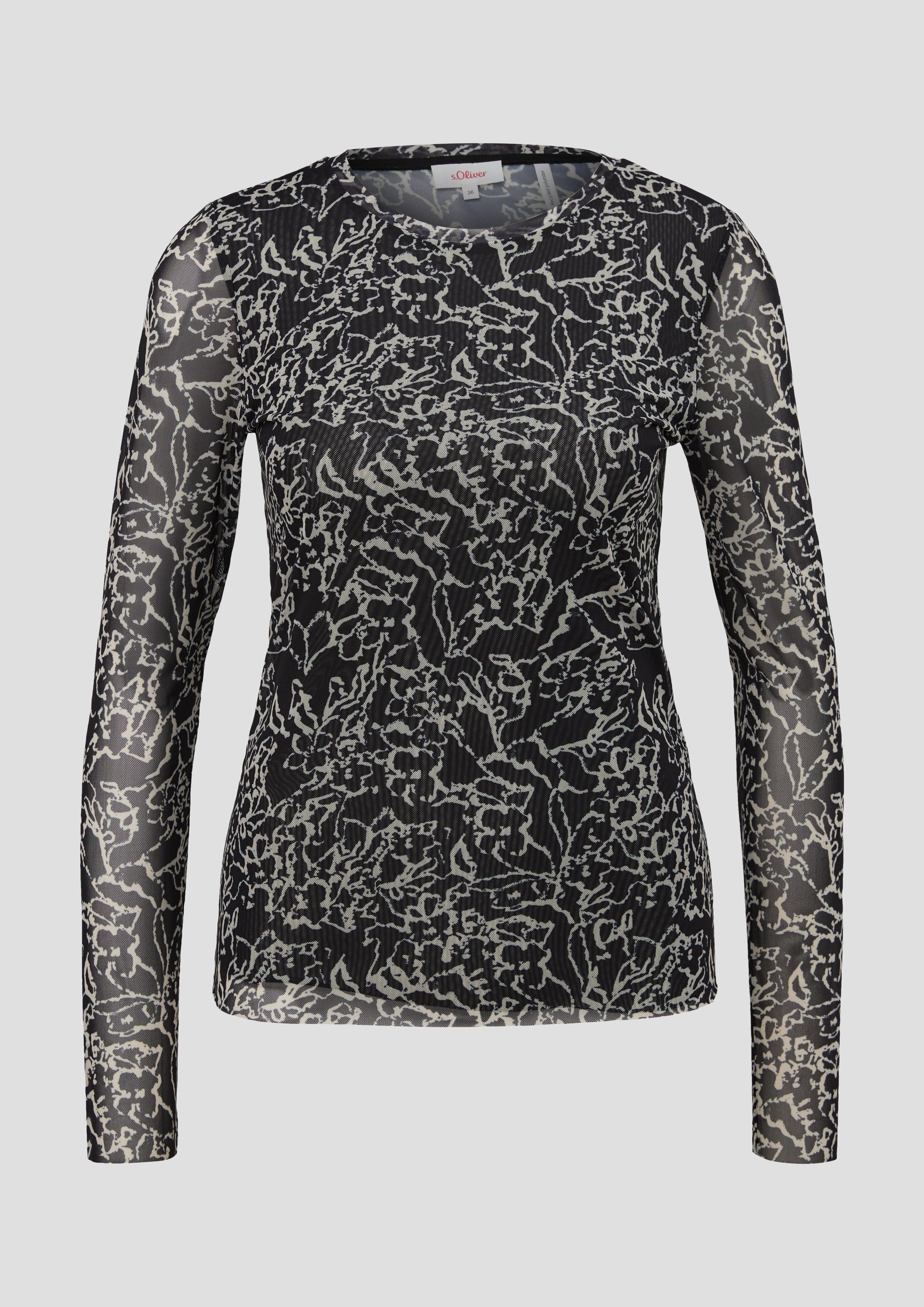 s.Oliver - Longsleeve aus Mesh, Damen, schwarz