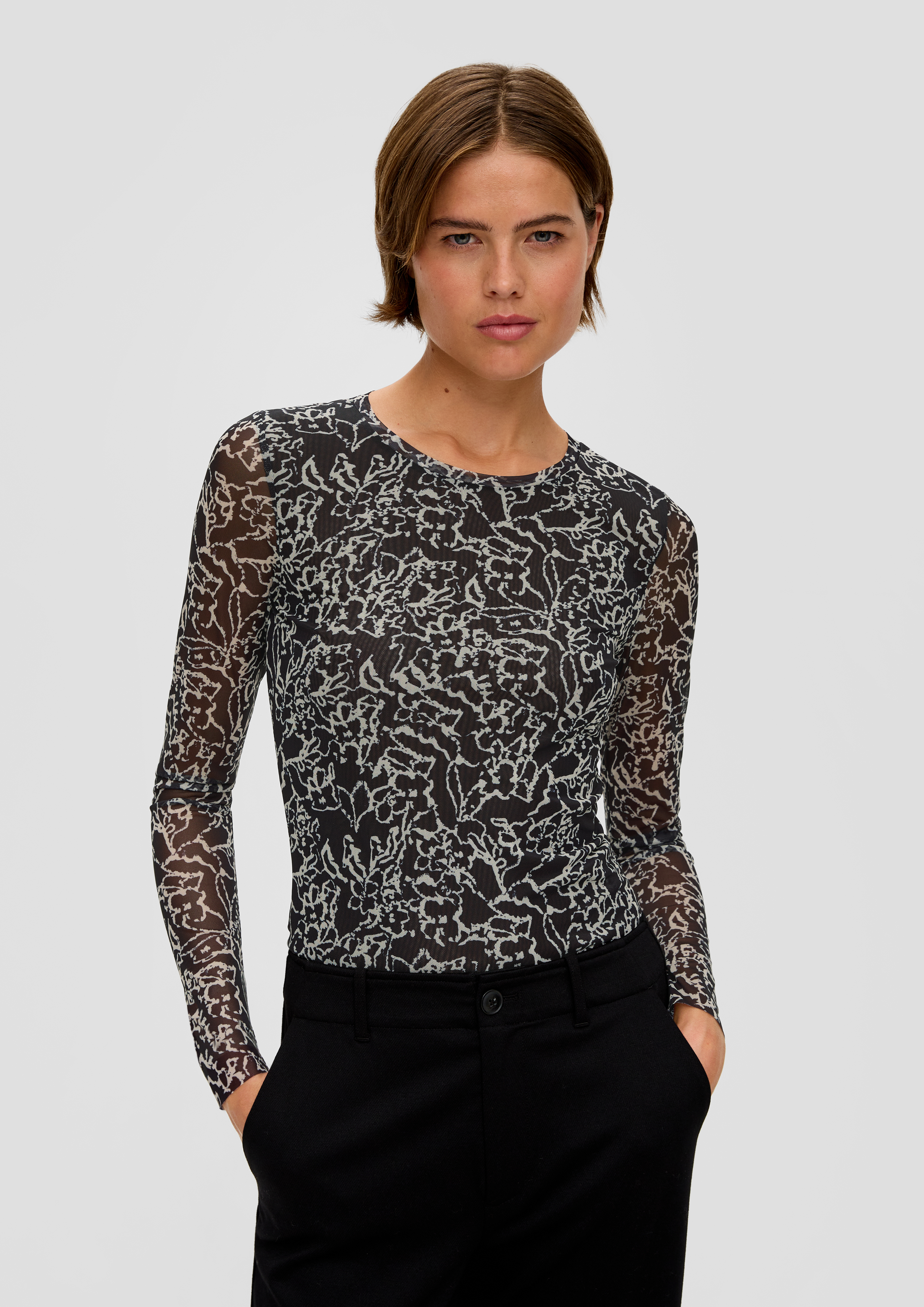 Mesh long sleeve top black s.Oliver