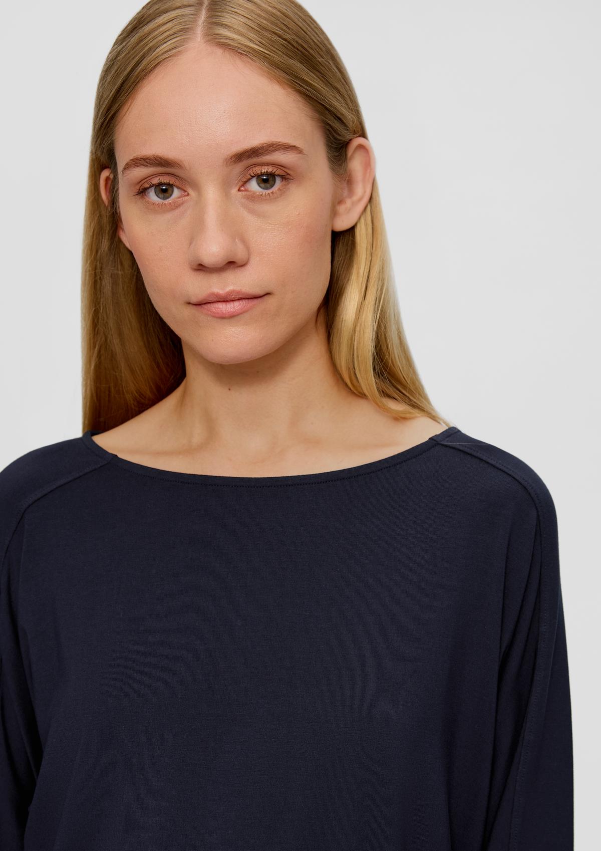 - top Long stretch navy in sleeve viscose