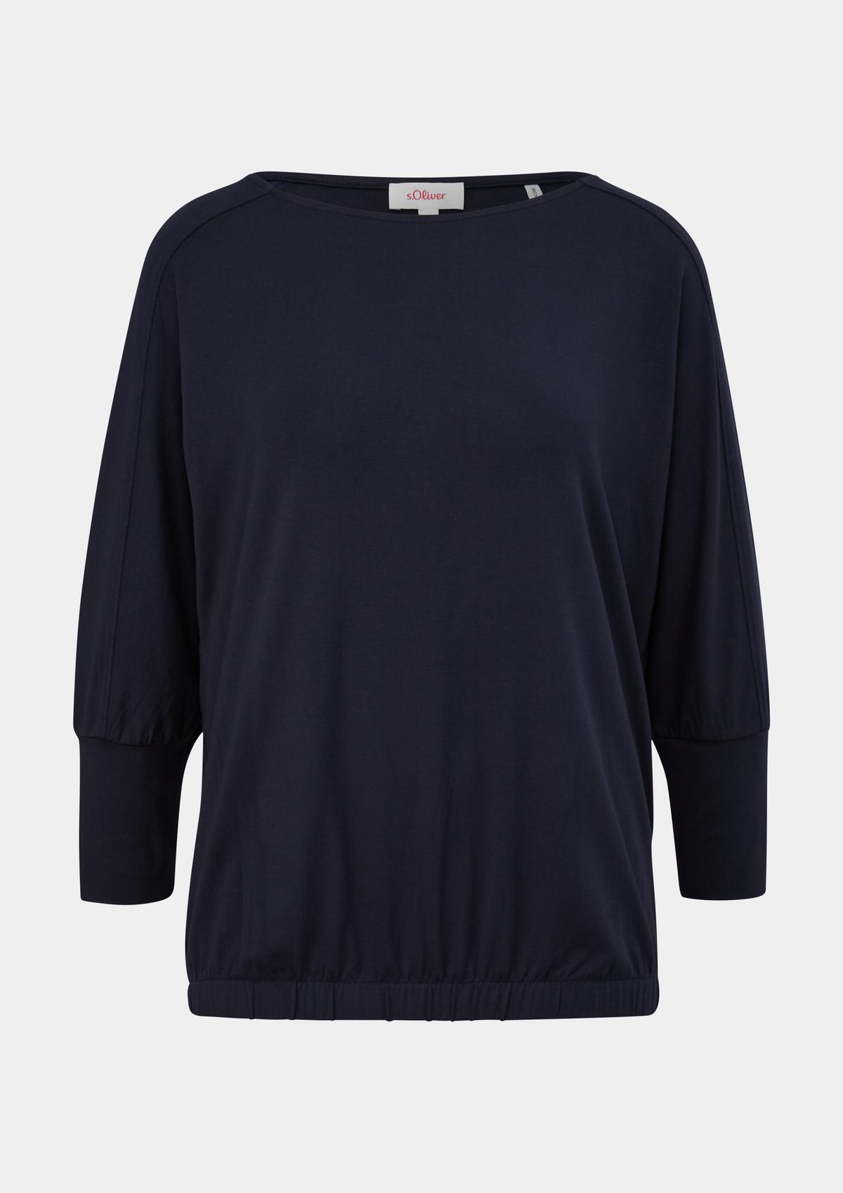 Long sleeve top in stretch viscose navy 