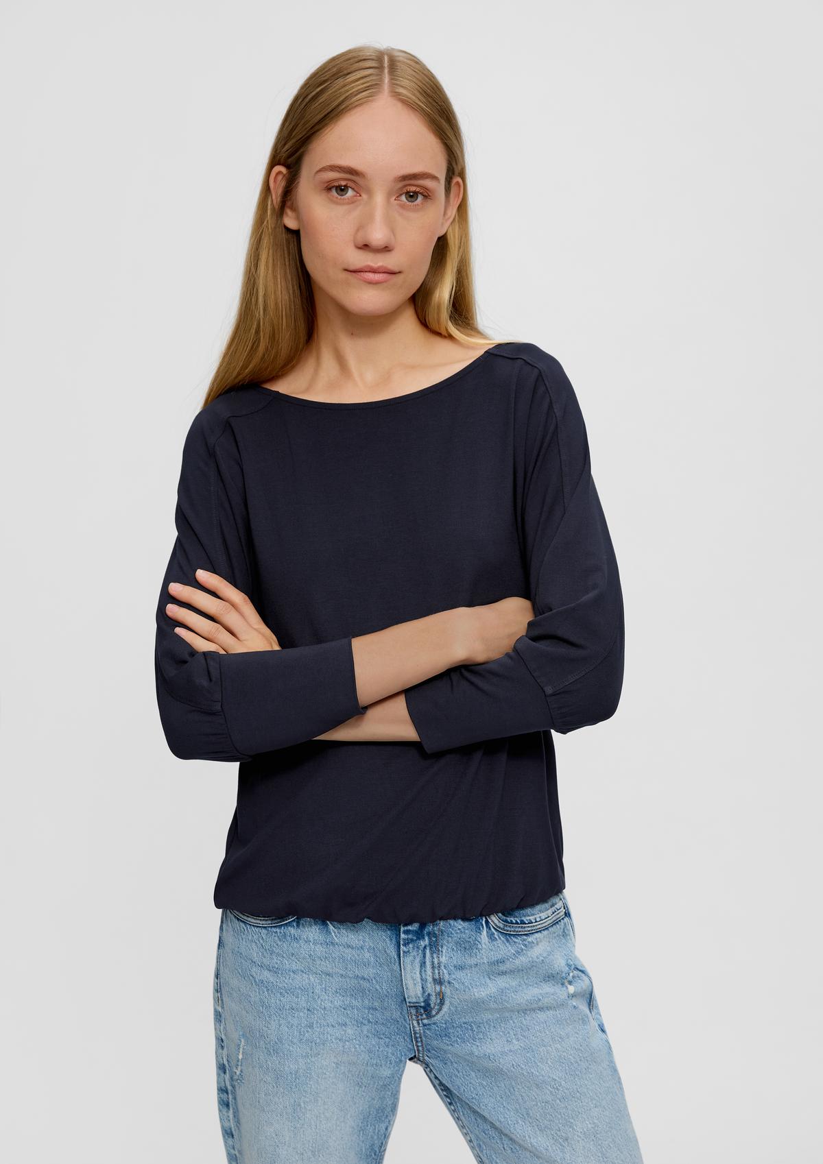Long sleeve stretch in top - navy viscose