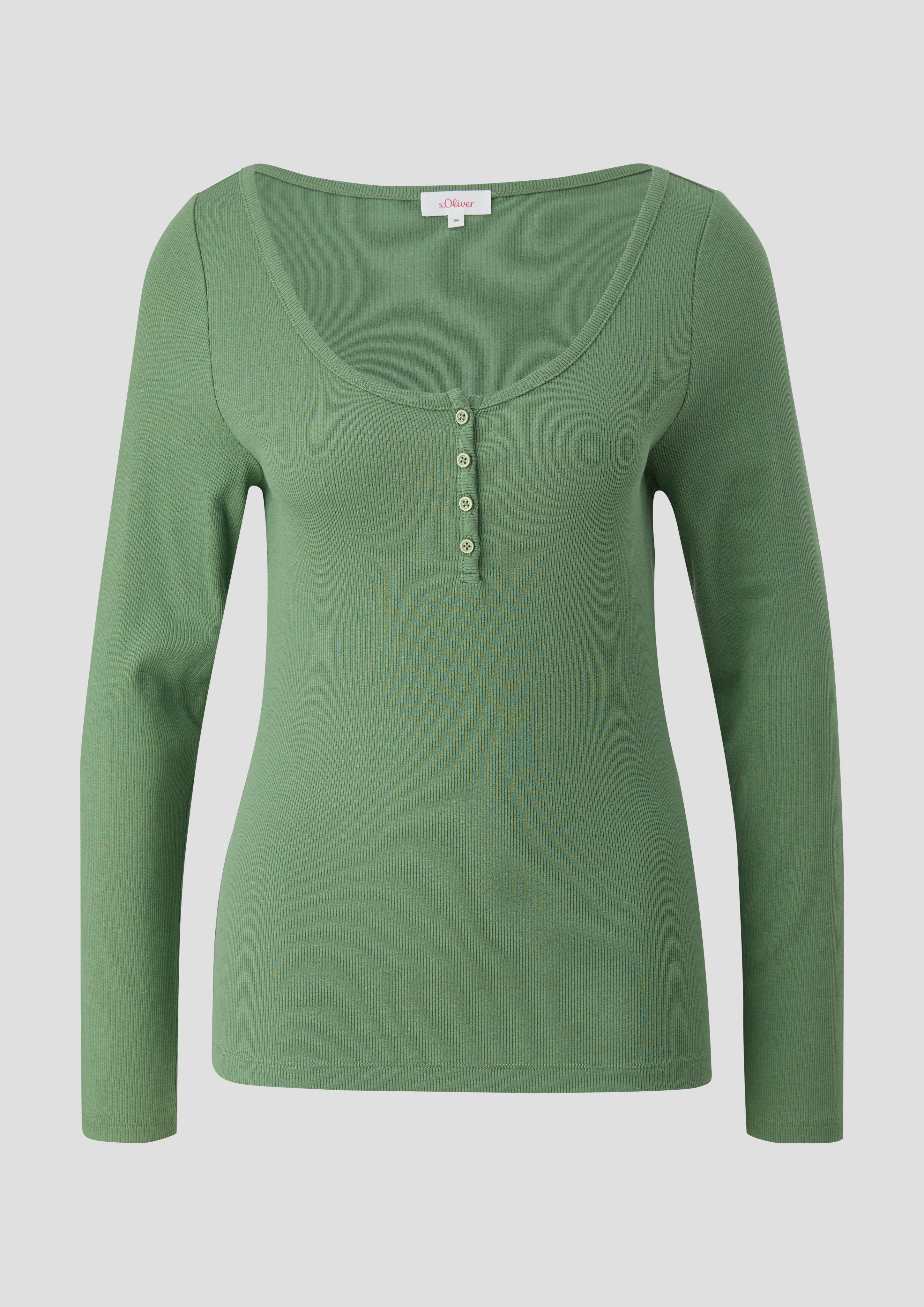 s.Oliver - Longsleeve aus Baumwollstretch, Damen, grün