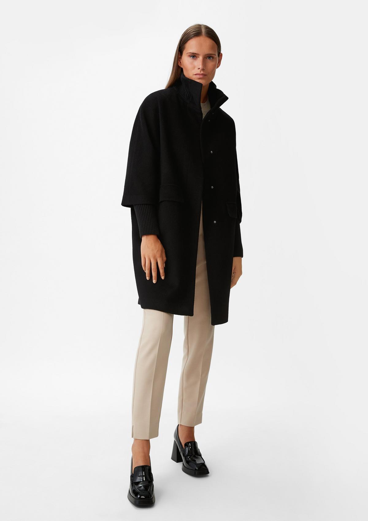 comma Coat with a stand-up collar