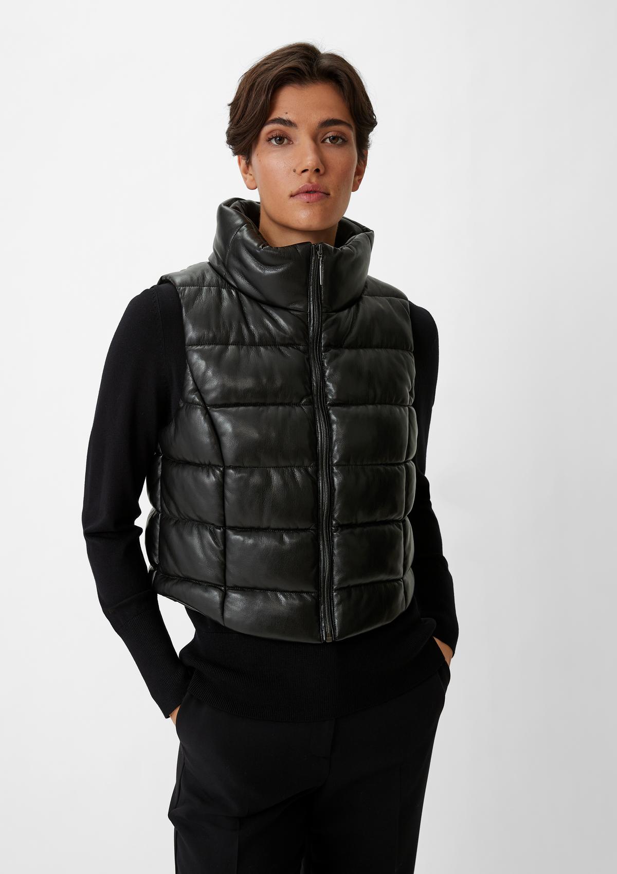 Faux leather quilted body warmer