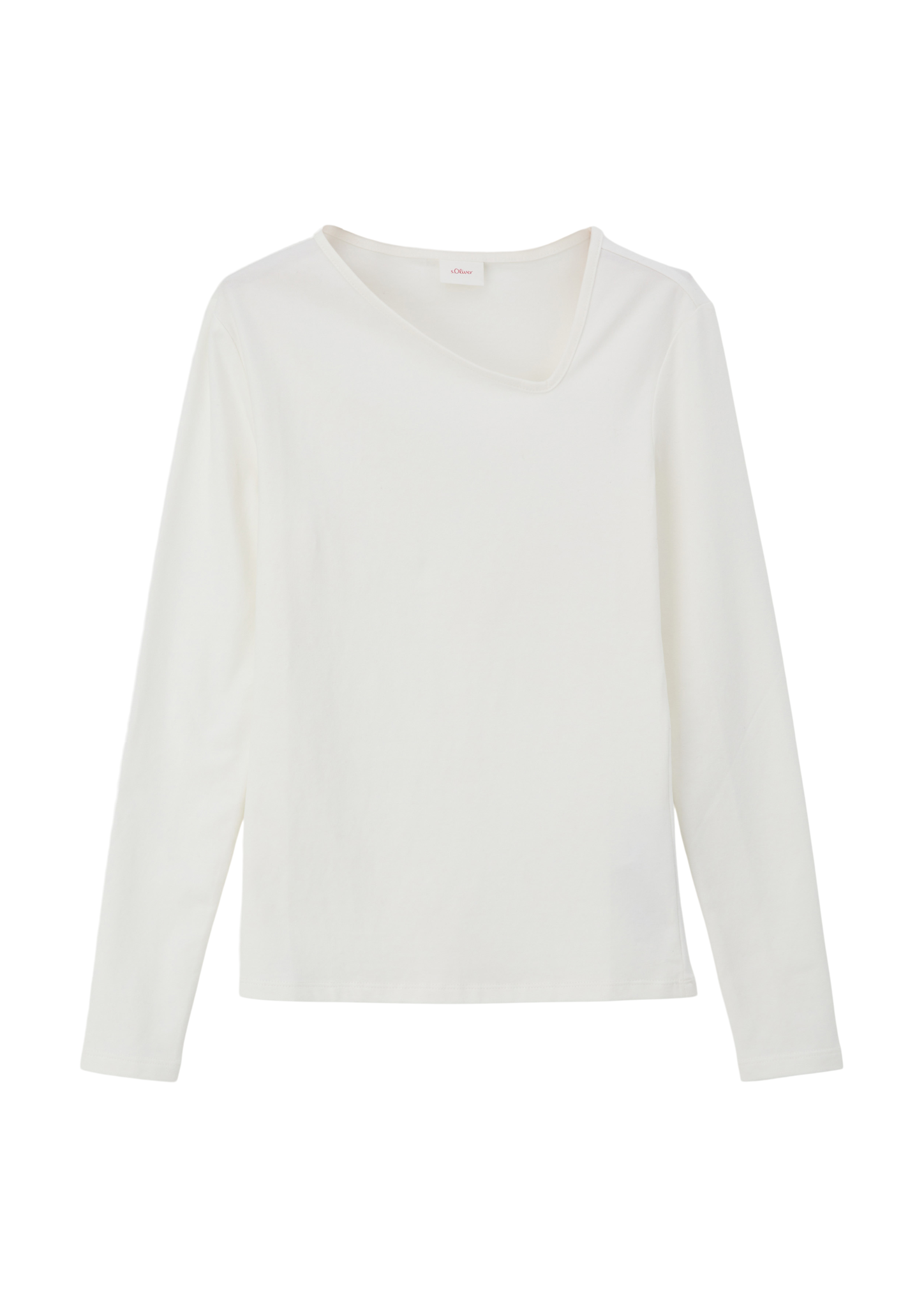 s.Oliver - Longsleeve mit asymmetrischem Ausschnitt, Mädchen, creme|weiß