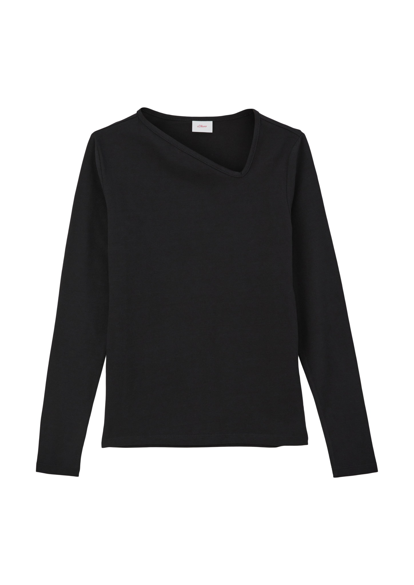 s.Oliver - Longsleeve mit asymmetrischem Ausschnitt, Mädchen, schwarz