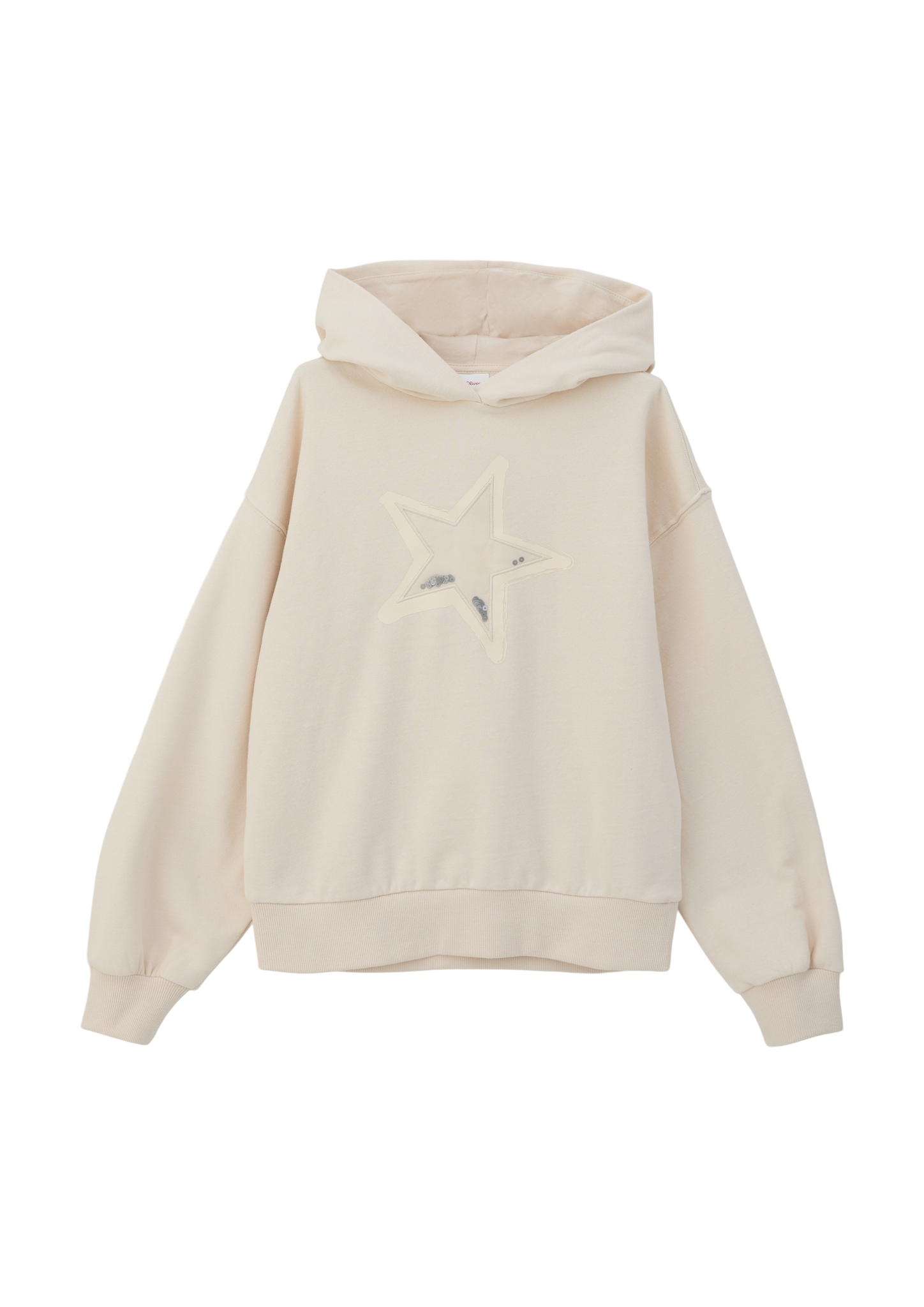 s.Oliver - Kapuzen-Sweatshirt mit Stickerei, Mädchen, Beige