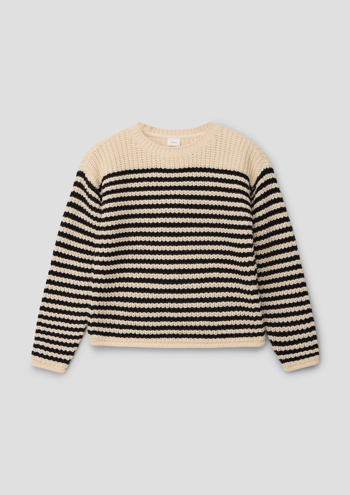 Chunky rib knit jumper with striped pattern - black | s.Oliver