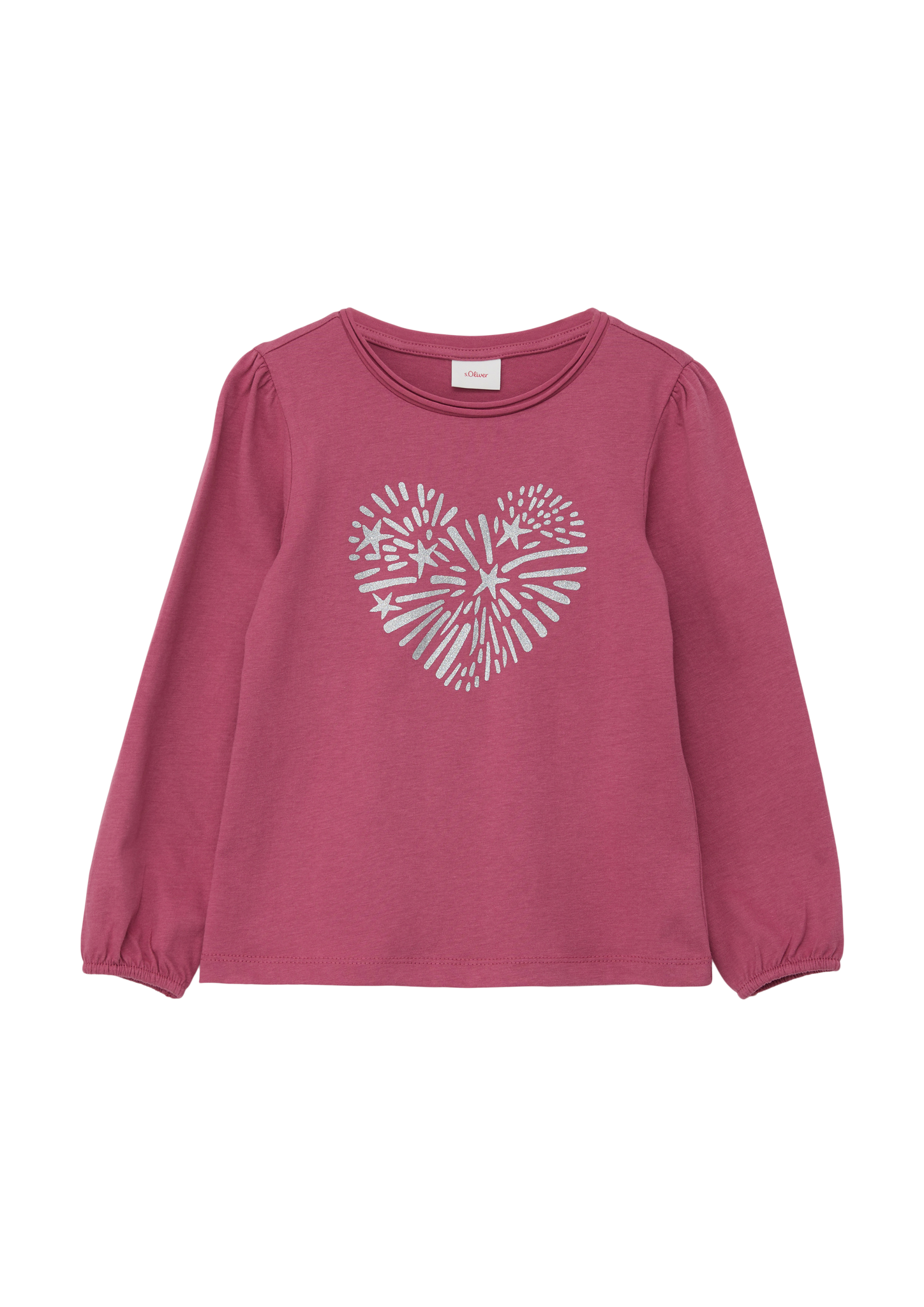 s.Oliver - Longsleeve mit glitzerndem Effektprint, Kinder, Rosa