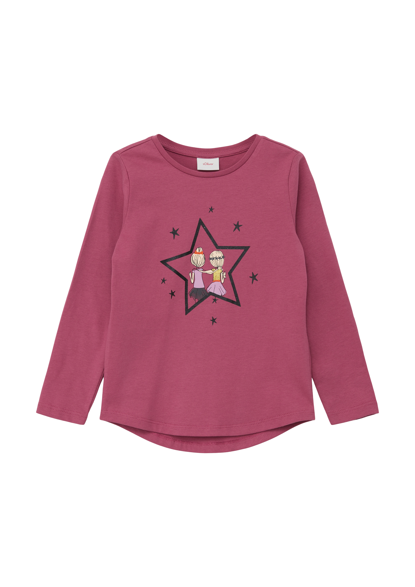 s.Oliver - Longsleeve mit glitzerndem Effektprint, Kinder, Rosa